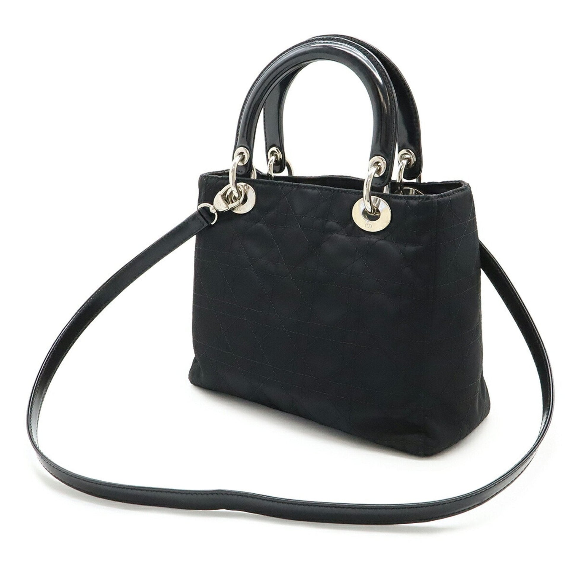 Christian Dior Black Nylon Leather Handbag Tote Bag ()