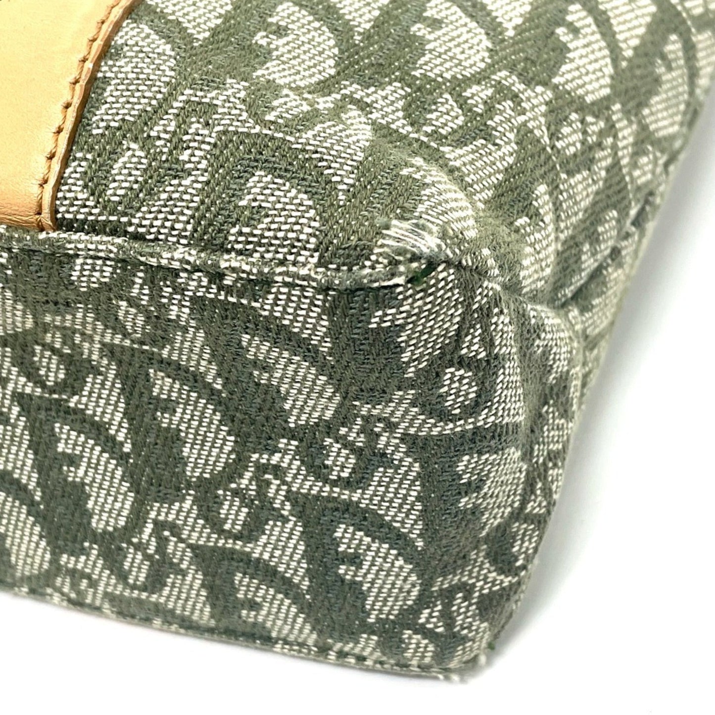 Christian Dior Green Canvas Leather Handbag Tote Bag ()