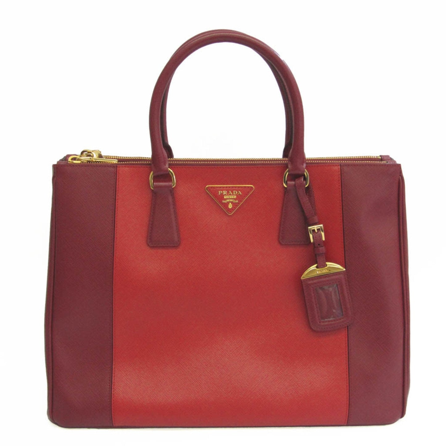 Prada Saffiano Galleria Women's Leather HandBag Bordeaux,Red Color