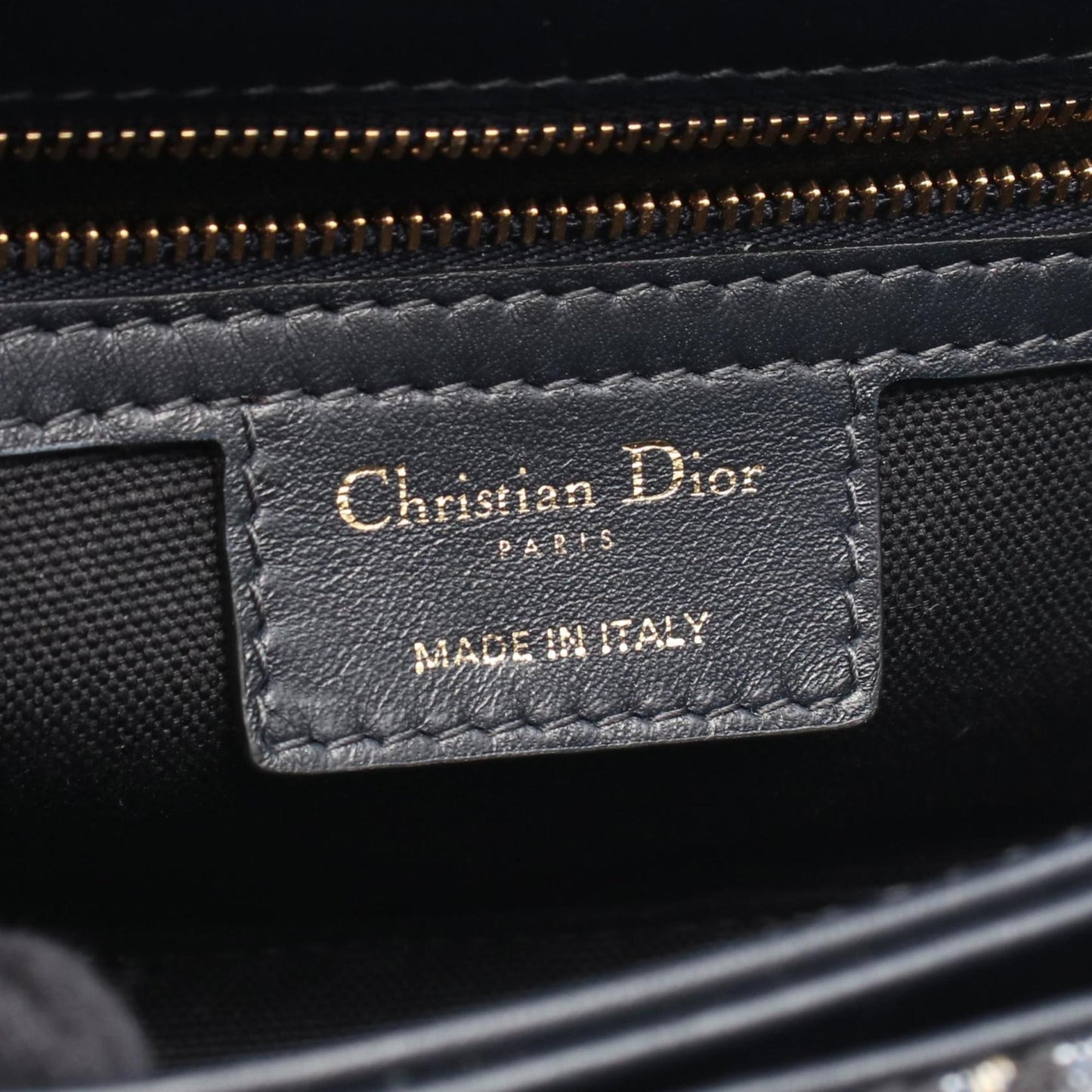 Christian Dior Beige Navy Canvas Leather Shoulder Bag ()