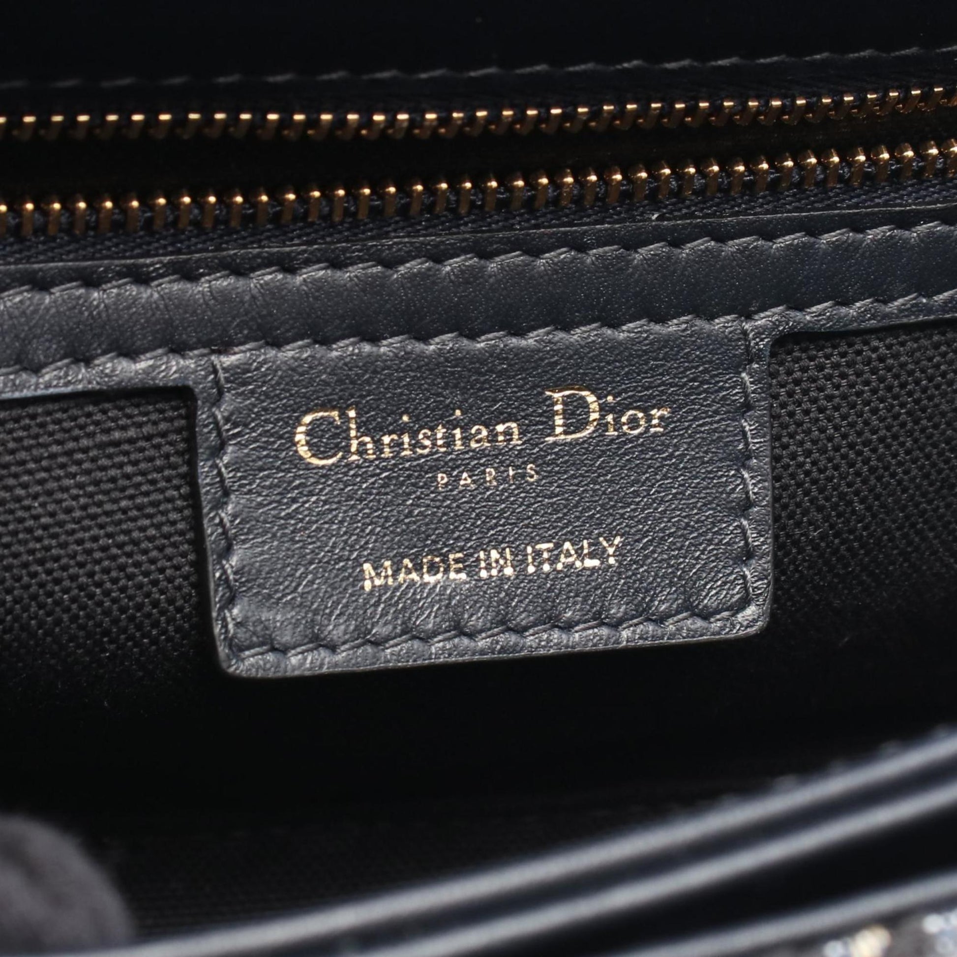 Christian Dior Beige Navy Canvas Leather Shoulder Bag ()
