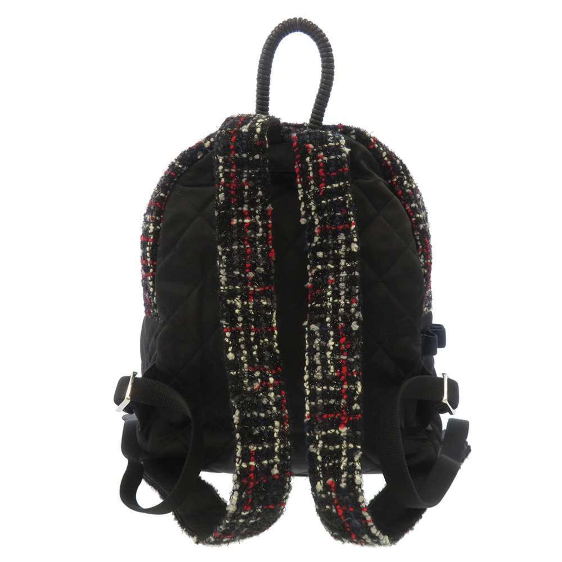 CHANEL Backpack Matelasse Coco Mark Nylon Tweed A91964 Black