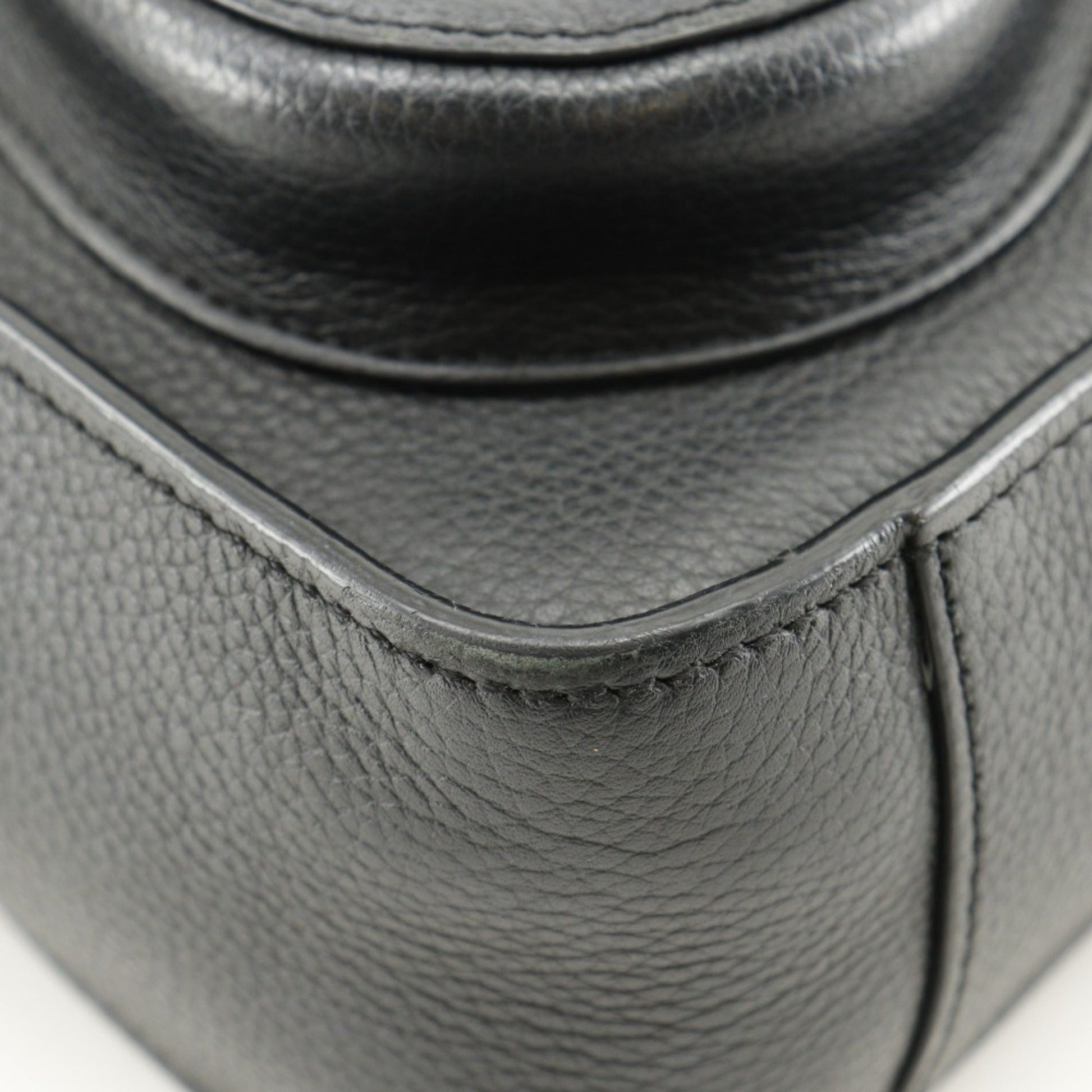 Christian Dior Black Leather Handbag Shoulder Bag Tote Bag ()