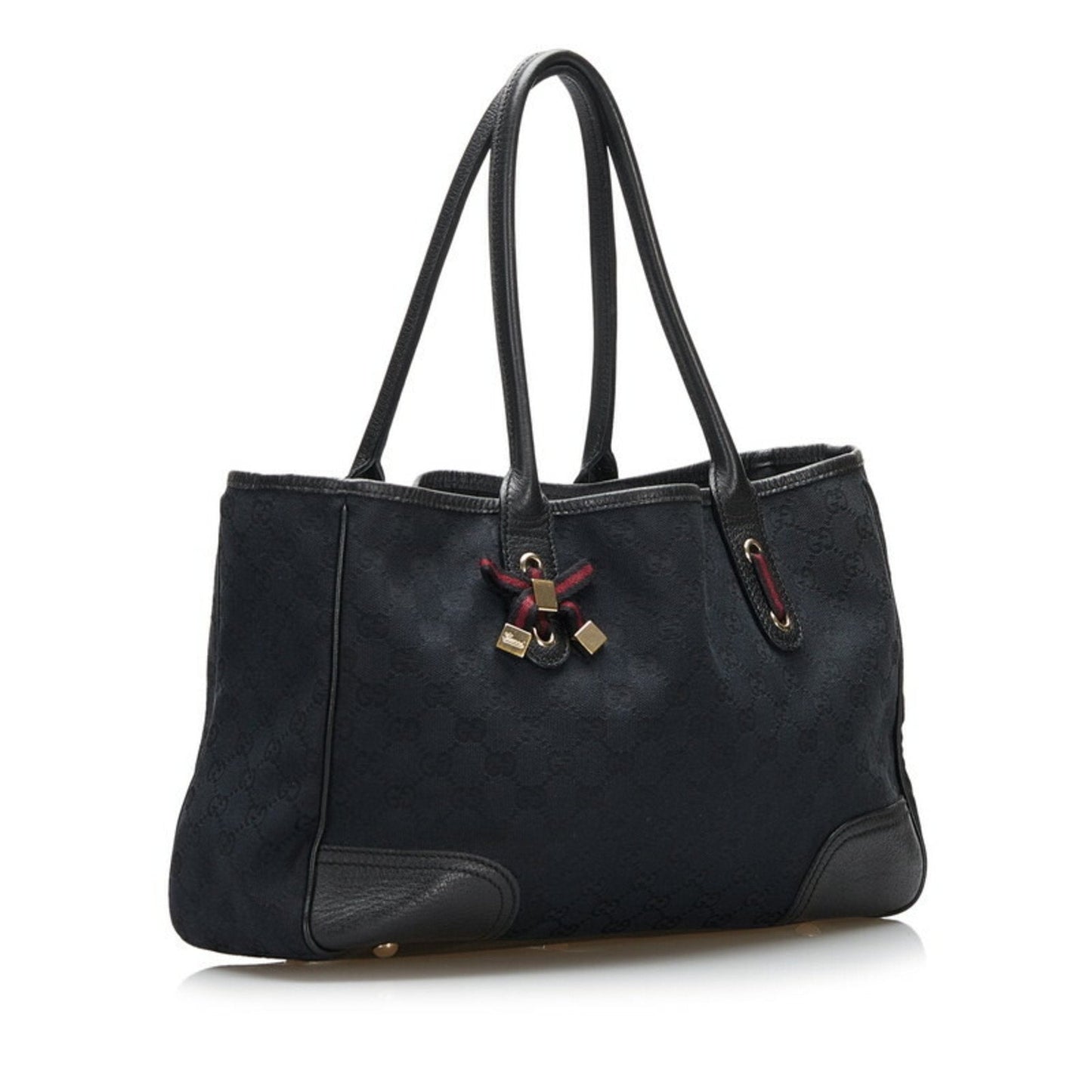 Gucci Black Leather Canvas Tote Style 37