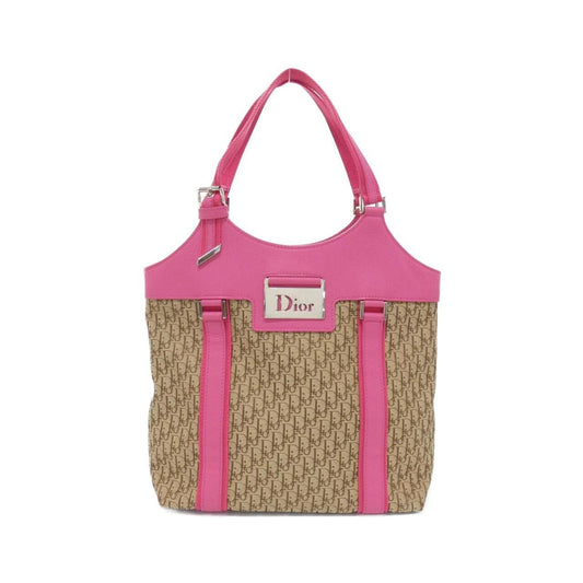 Christian Dior Beige Pink Canvas Shoulder Bag ()