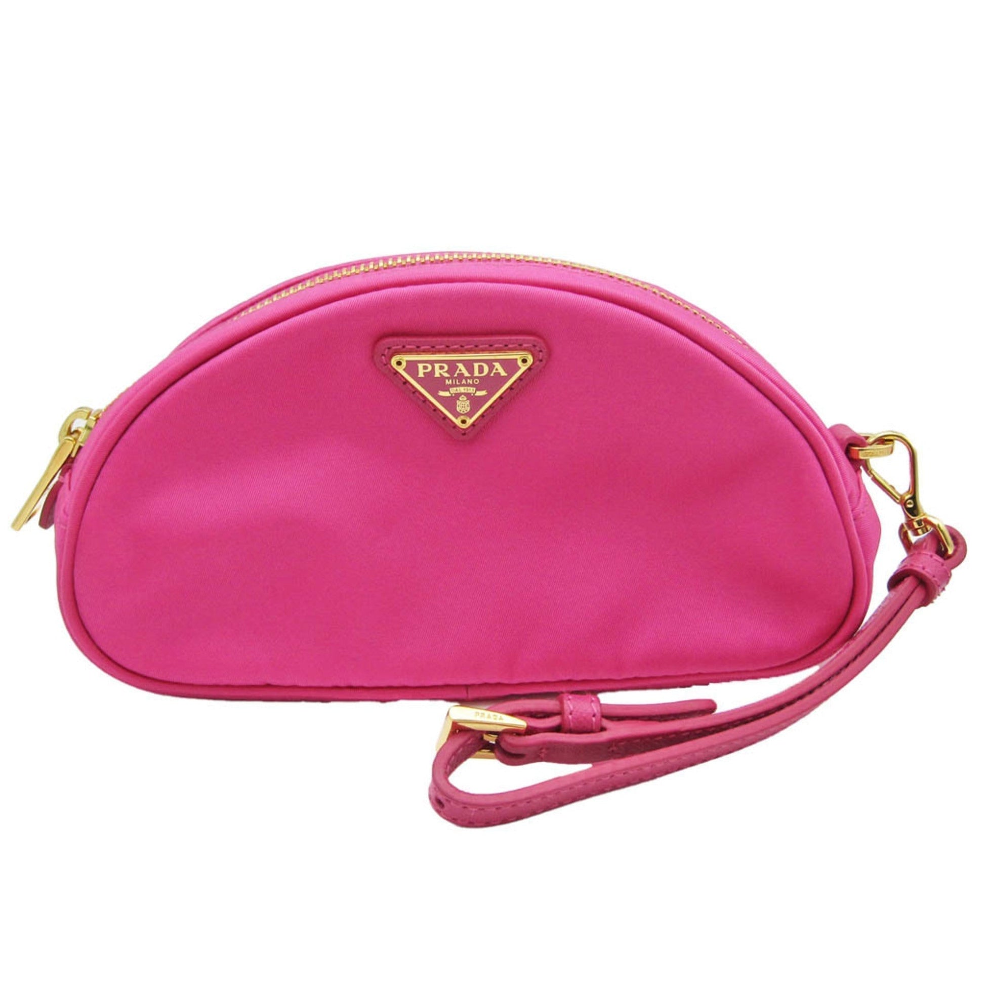 Prada Women's Leather,Nylon Pouch Pink Luxury Handbag