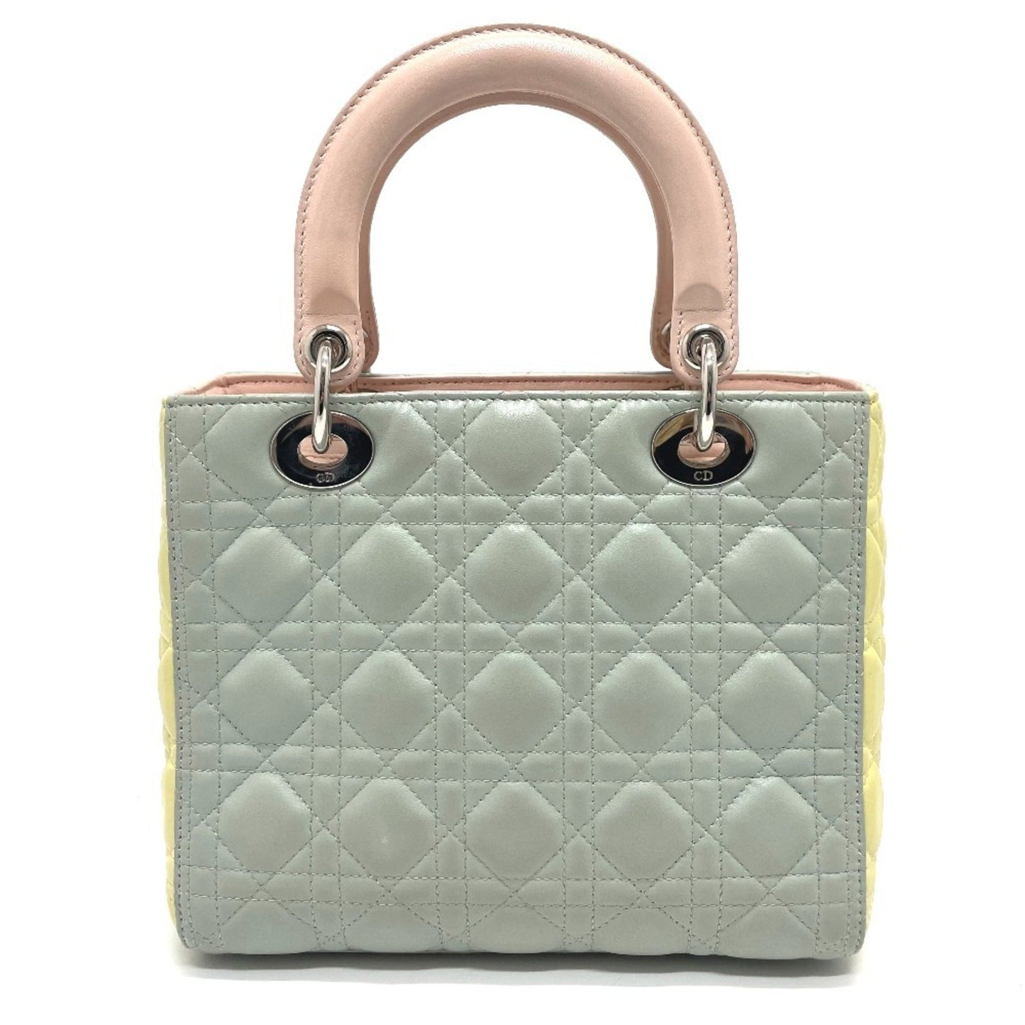 Christian Dior Blue Pink Yellow Leather Handbag Shoulder Bag ()