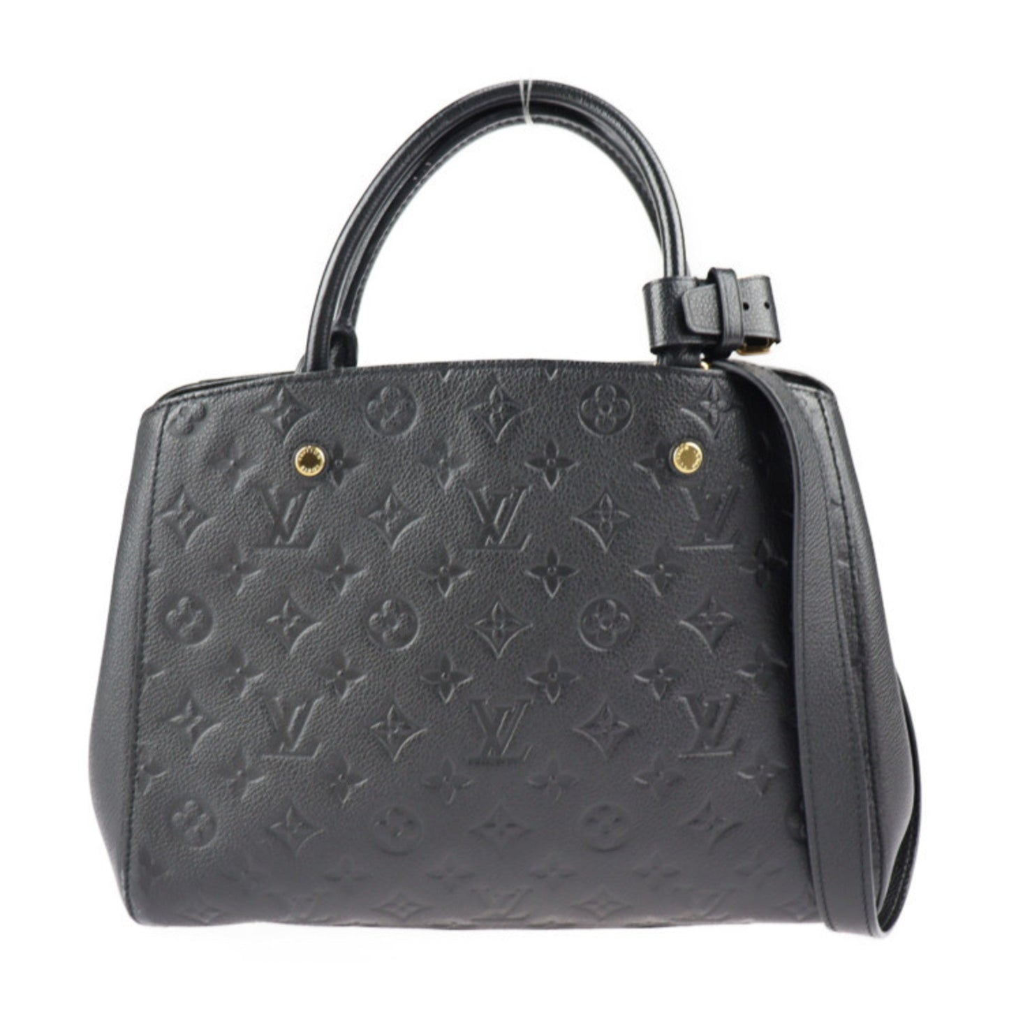 LOUIS VUITTON Montaigne BB Handbag M41053 Monogram Implant Black 2WAY Shoulder Bag Gold Hardware