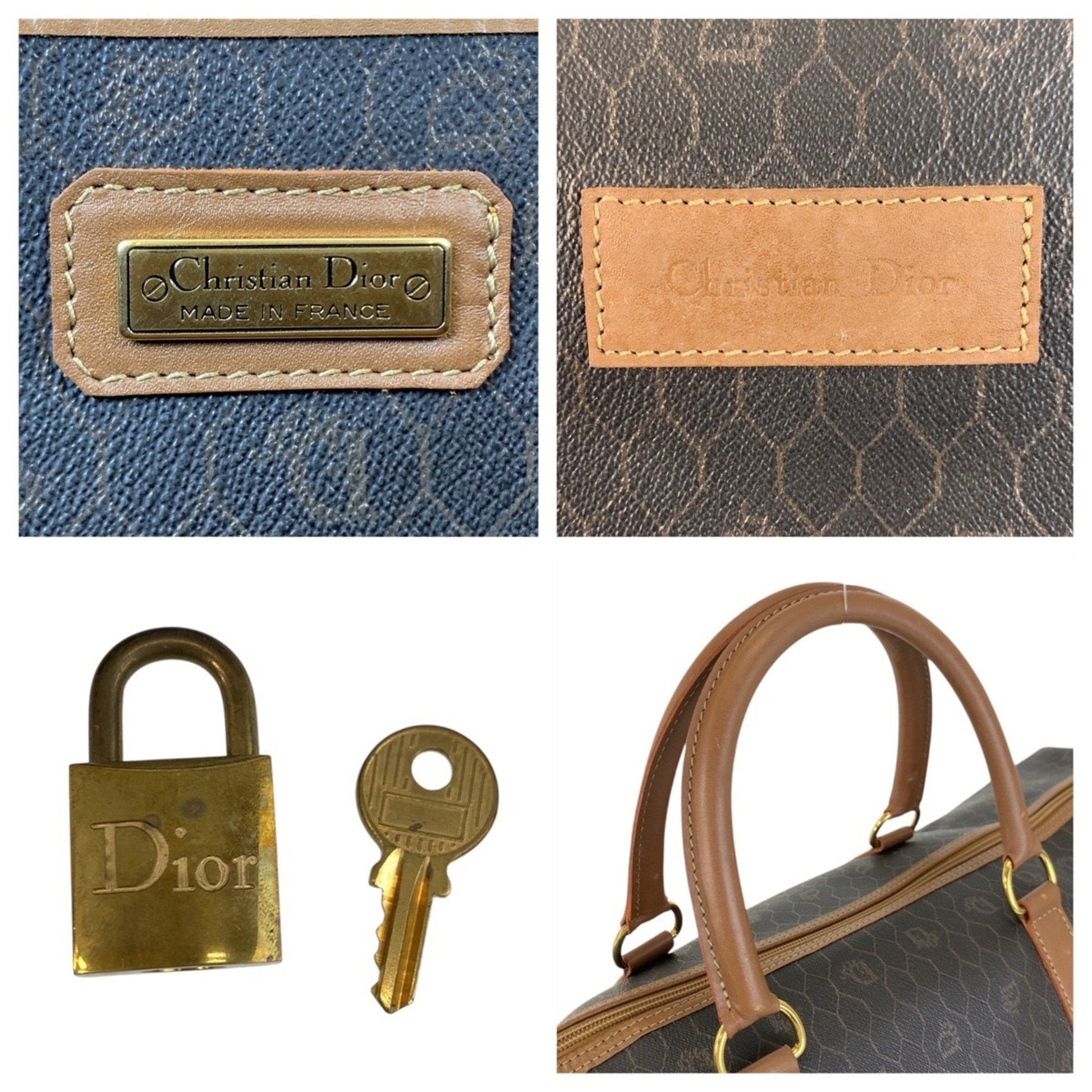 Christian Dior Brown Pvc Leather Boston Bag Handbag ()