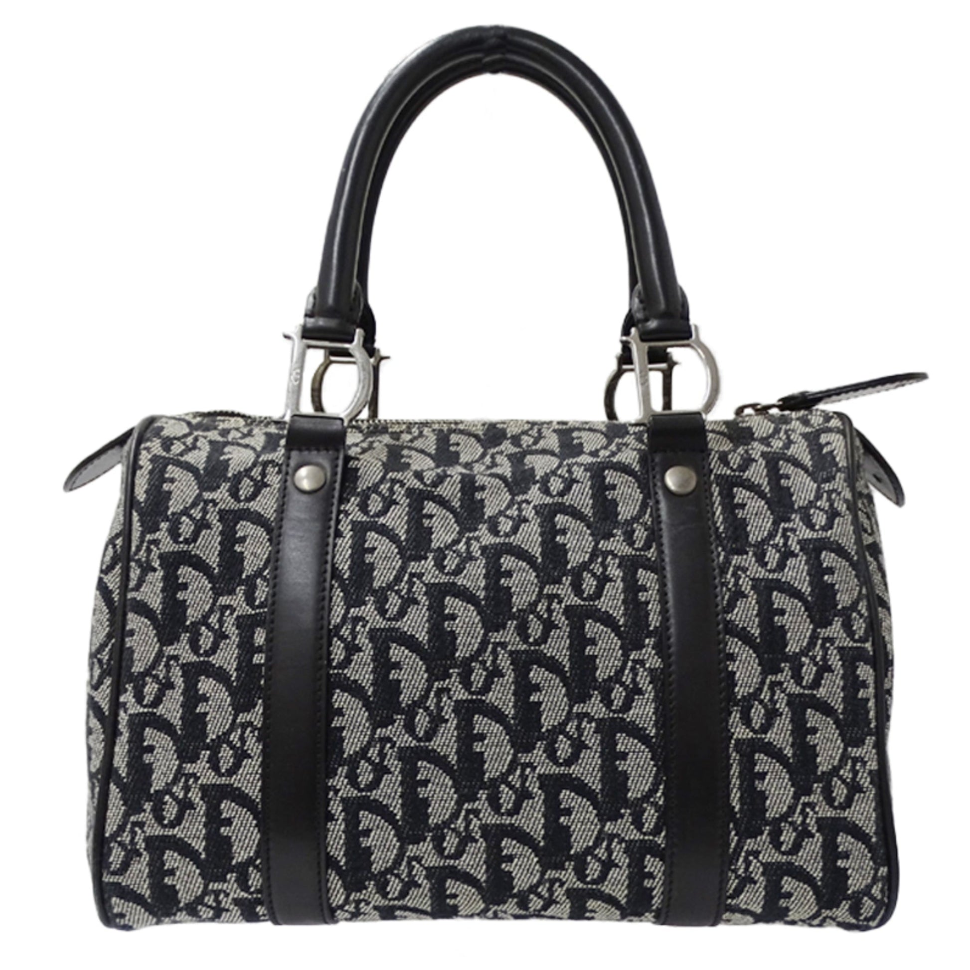 Christian Dior Black Canvas Boston Bag Handbag ()