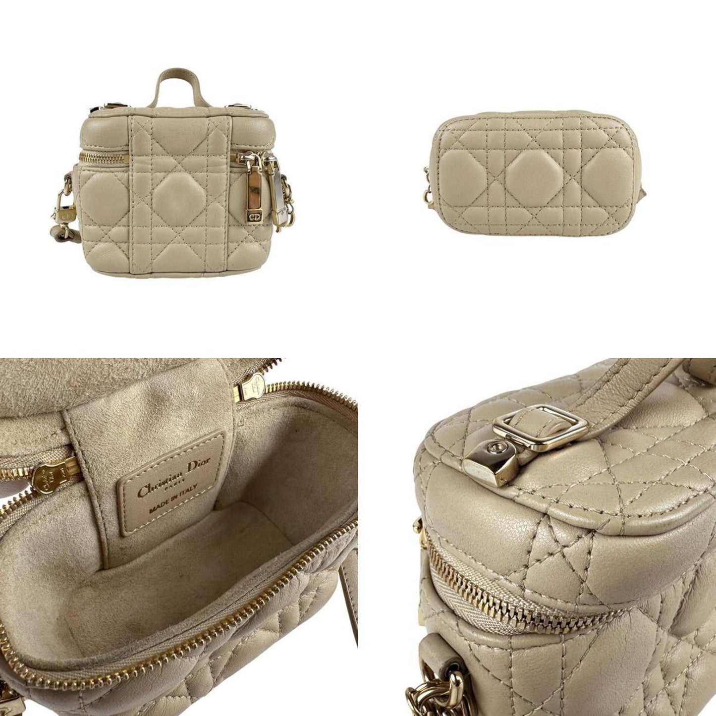 Christian Dior Beige Leather Handbag Shoulder Bag ()