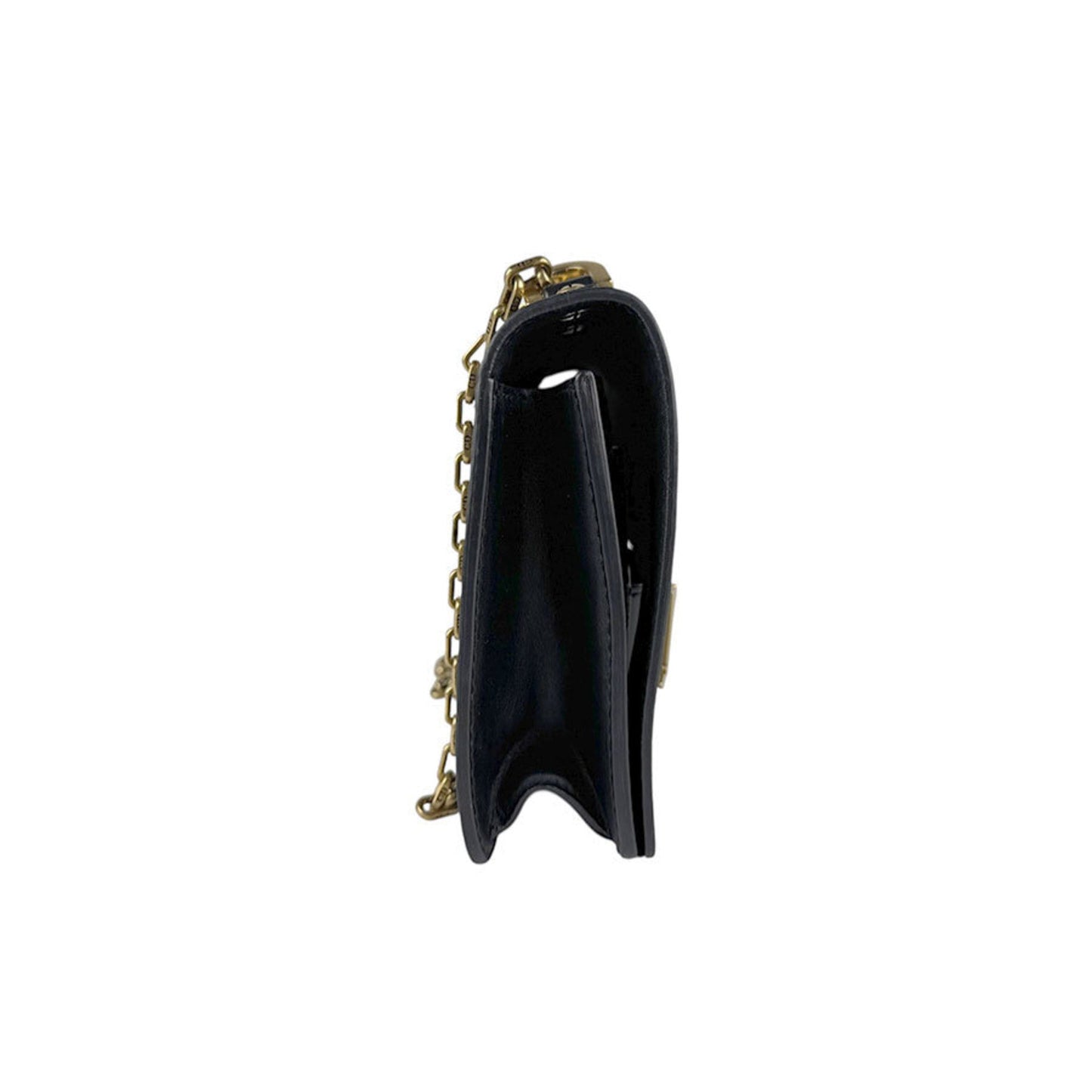 Christian Dior Black Gold Leather Metal Shoulder Bag ()