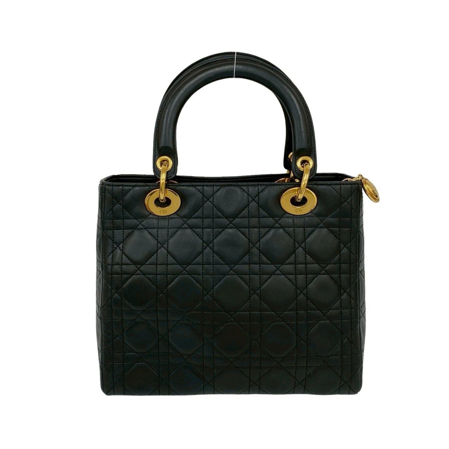 Christian Dior Black Leather Handbag Tote Bag ()