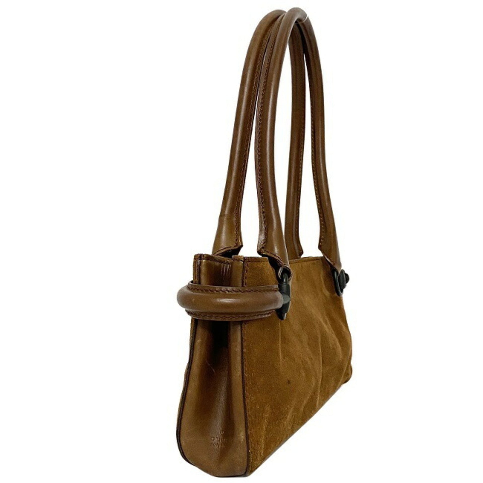 Gucci Horsebit Brown Leather Suede Handbag
