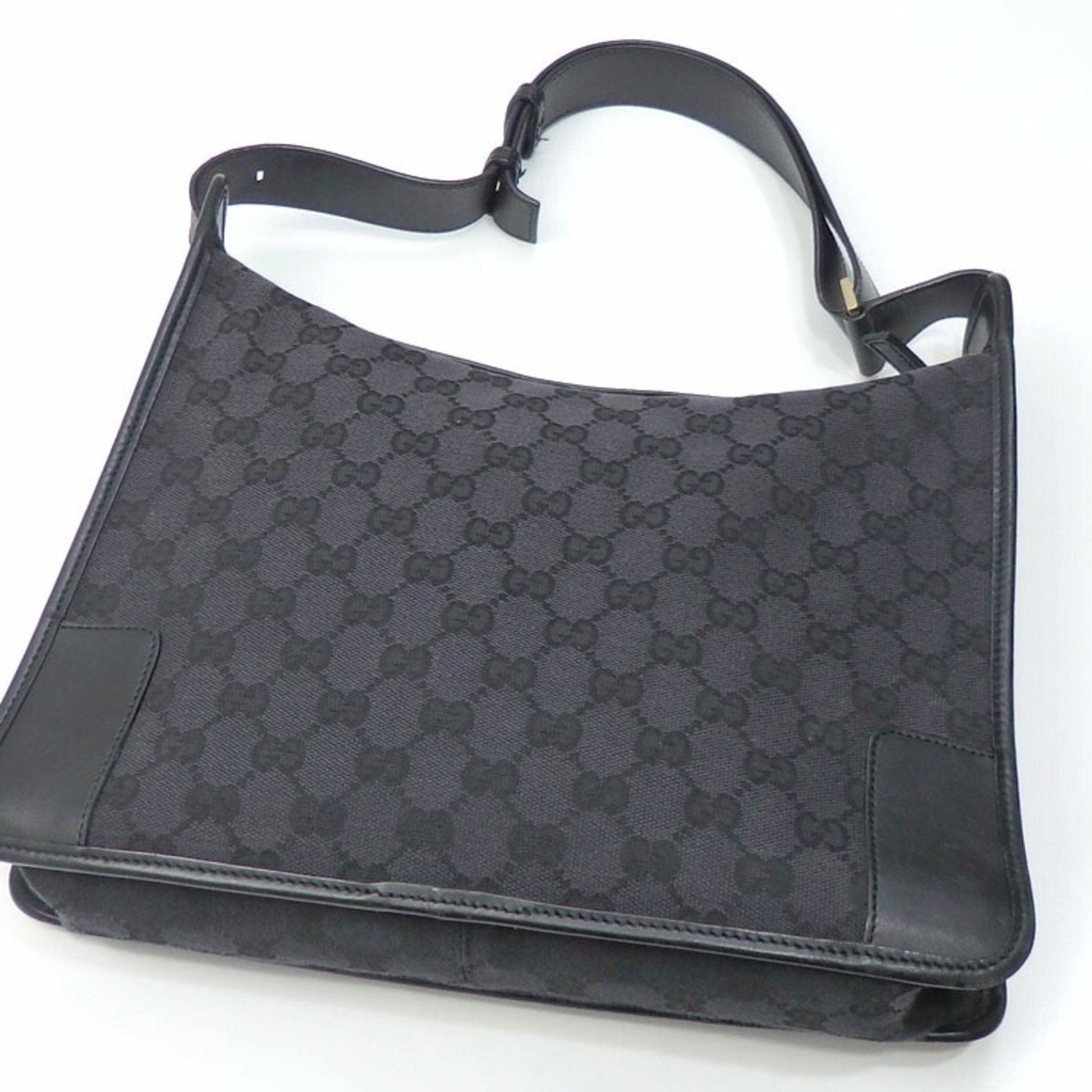 Gucci Lou Leather Canvas Shoulder Bag