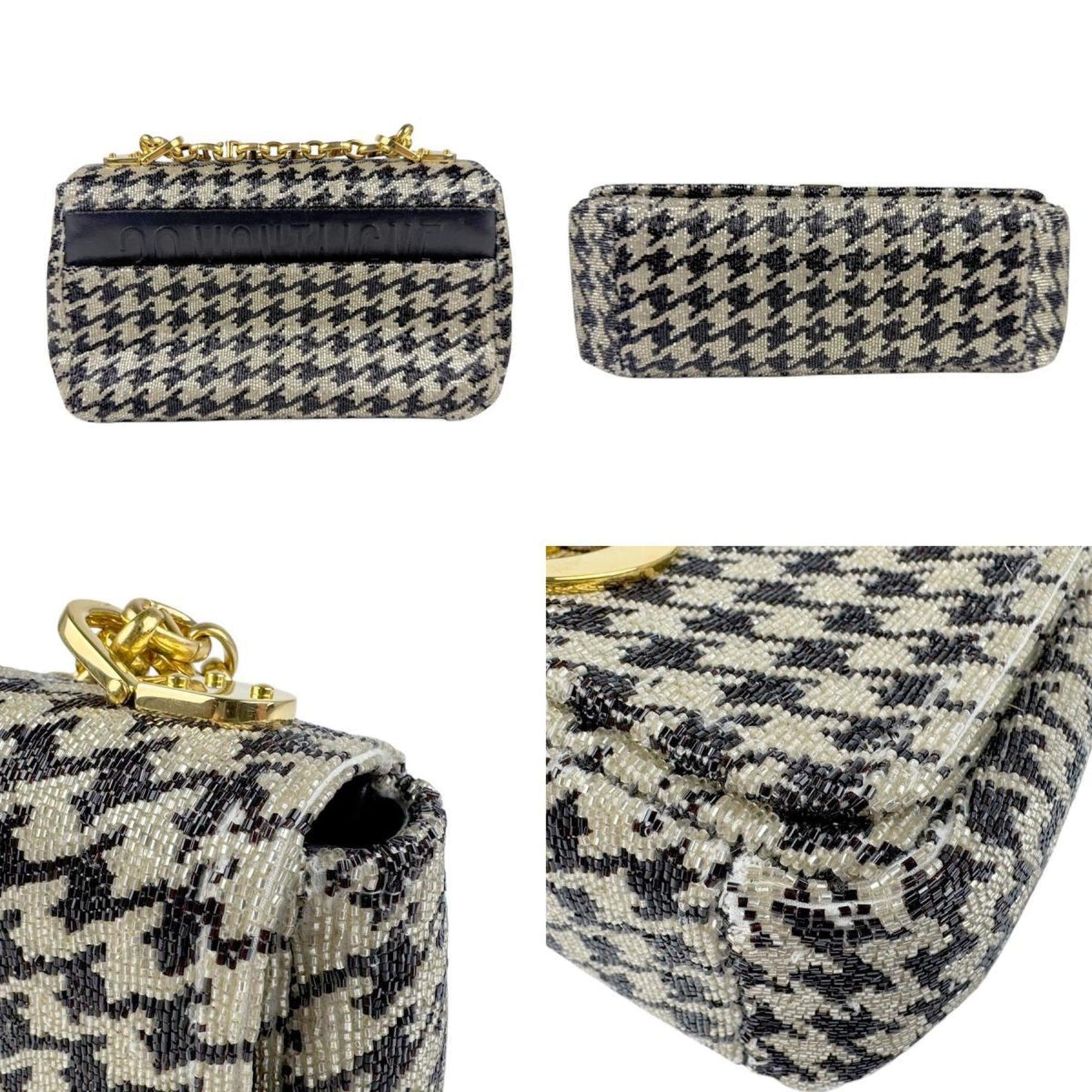 Christian Dior Beige Black Beads Shoulder Bag ()
