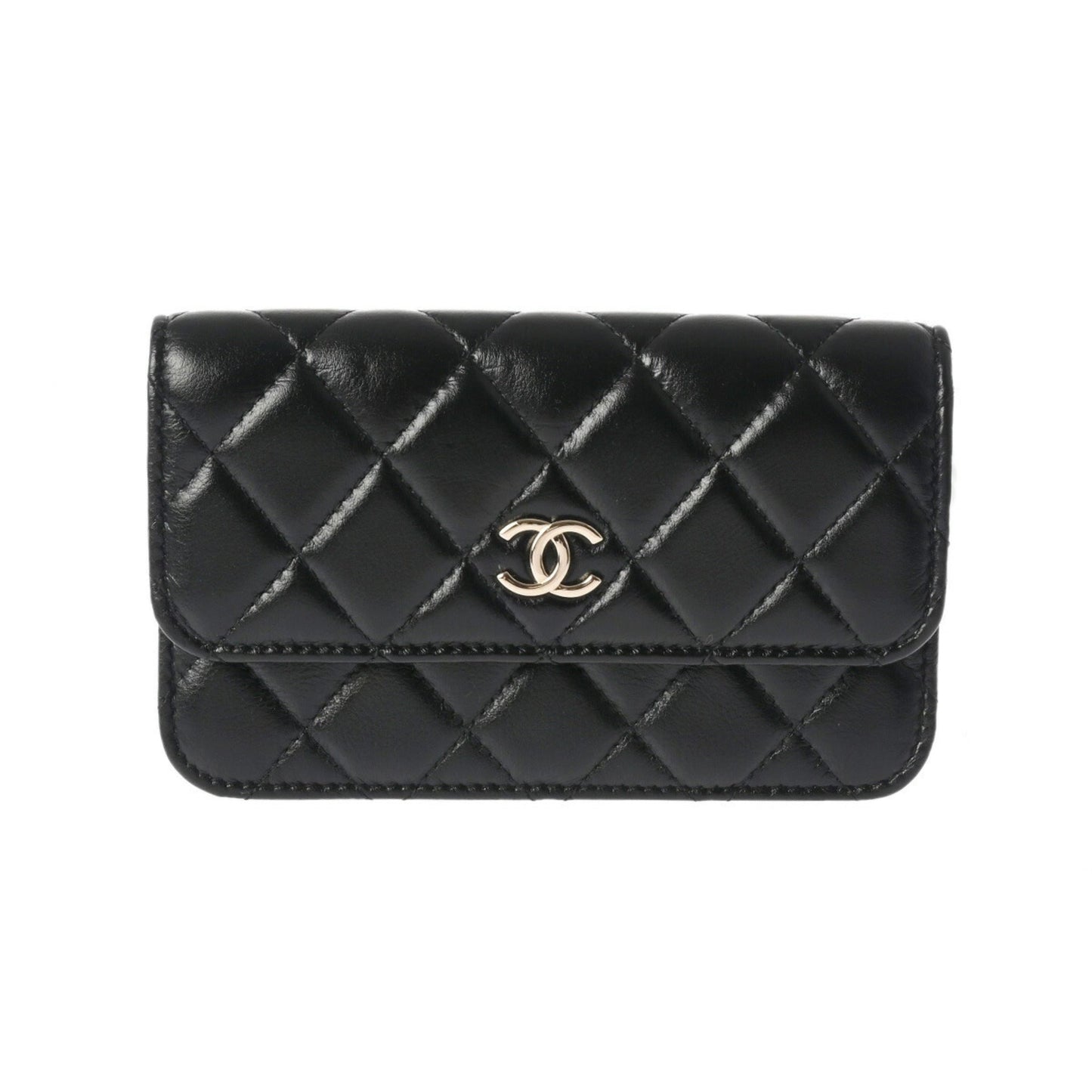 CHANEL Chanel Matelasse Pearl Chain Shoulder Black Champagne AP1839 Women's Lambskin Bag