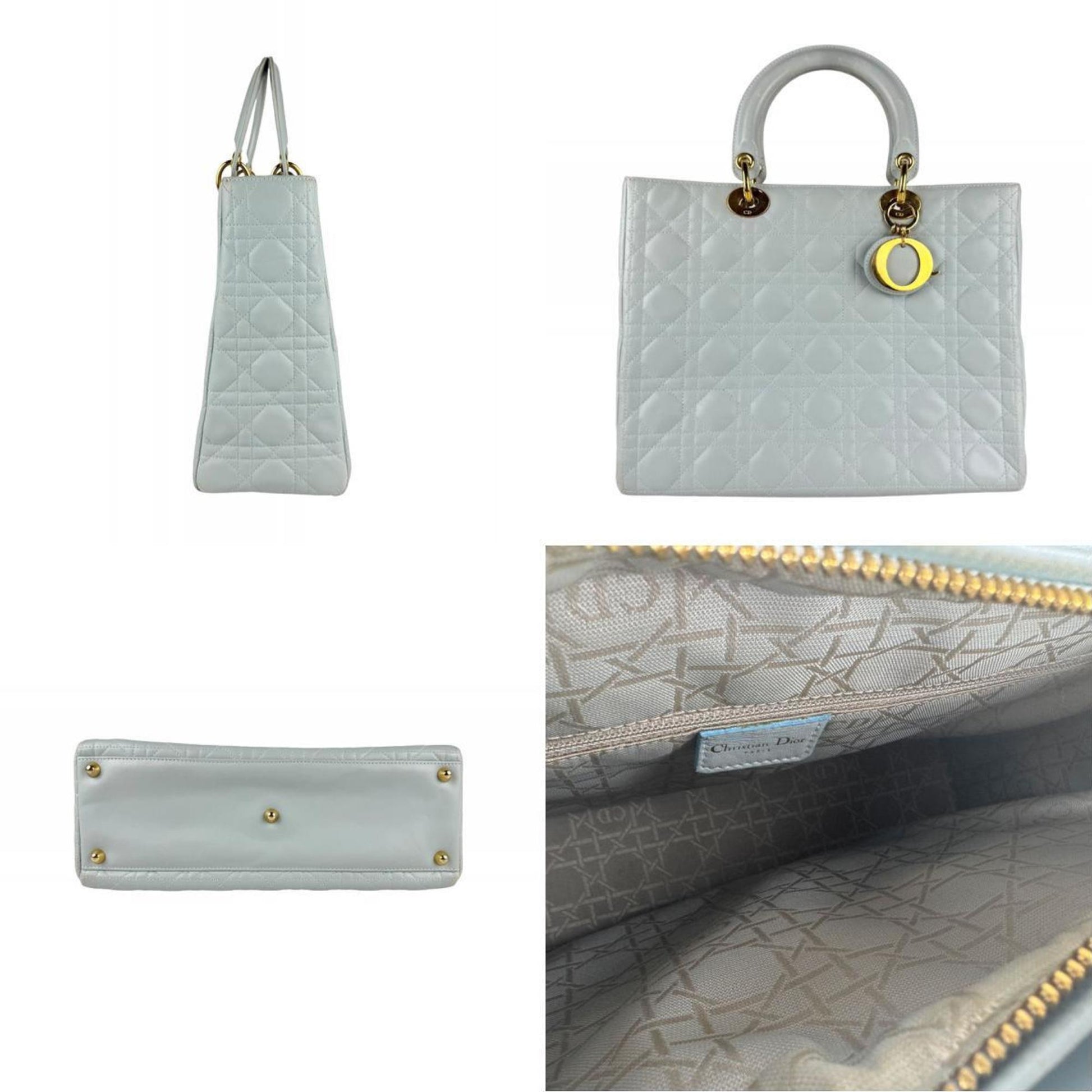 Christian Dior Light Blue Leather Handbag Shoulder Bag ()