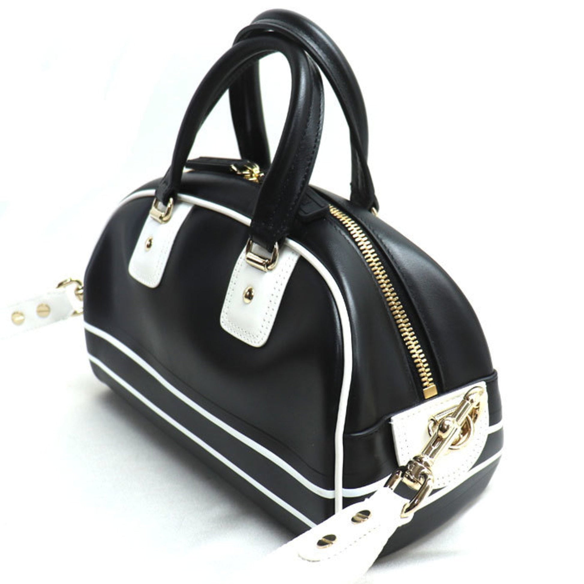 Christian Dior Black White Leather Shoulder Bag ()