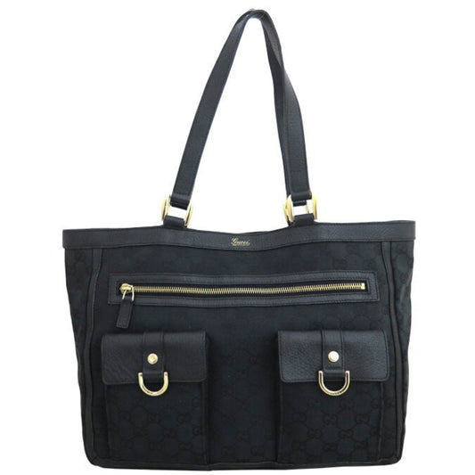 Gucci Black Leather Canvas Tote Style 34