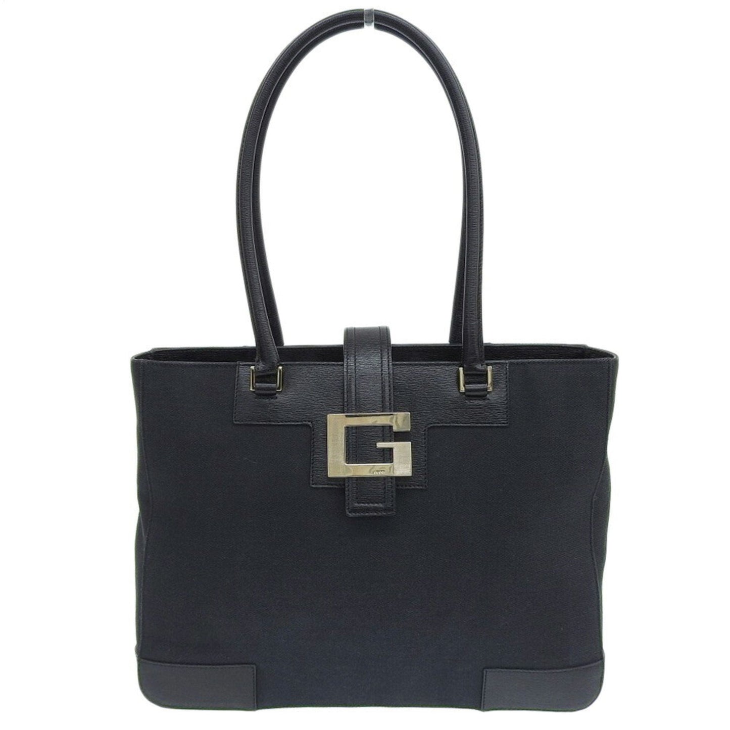 Gucci Black Leather Canvas Tote Style 36