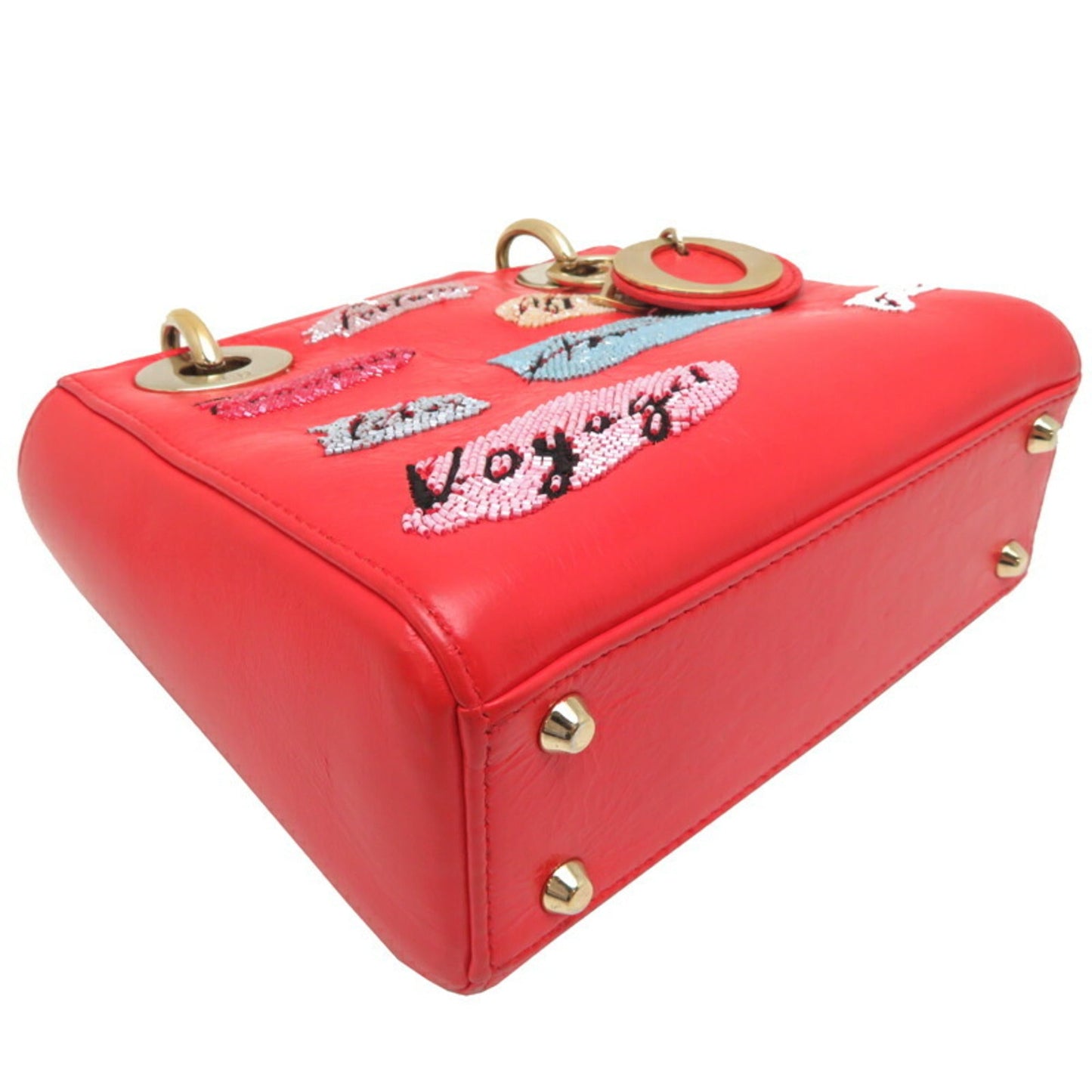 Christian Dior Lady Dior Orange Leather Handbag ()