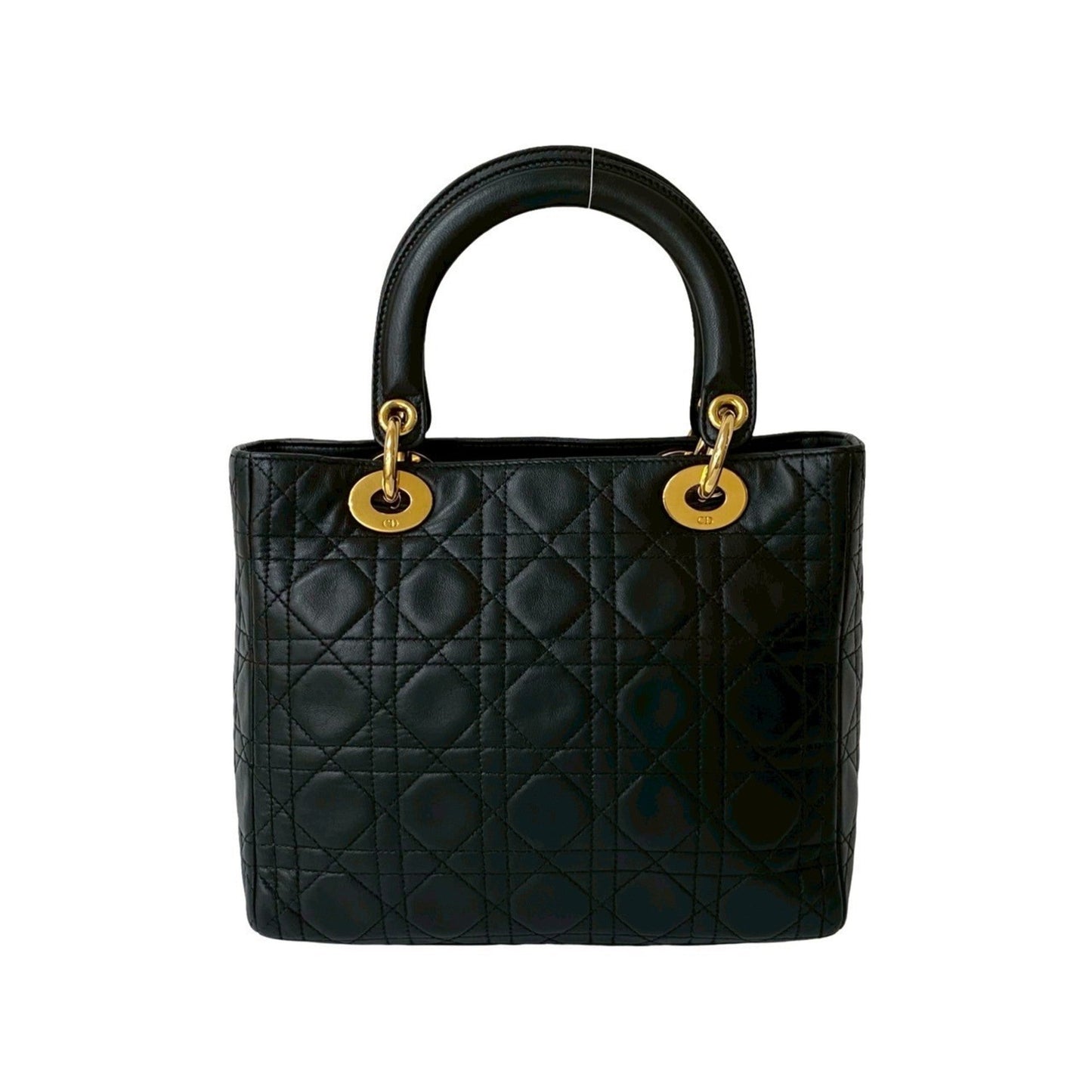 Christian Dior Black Leather Handbag Tote Bag ()