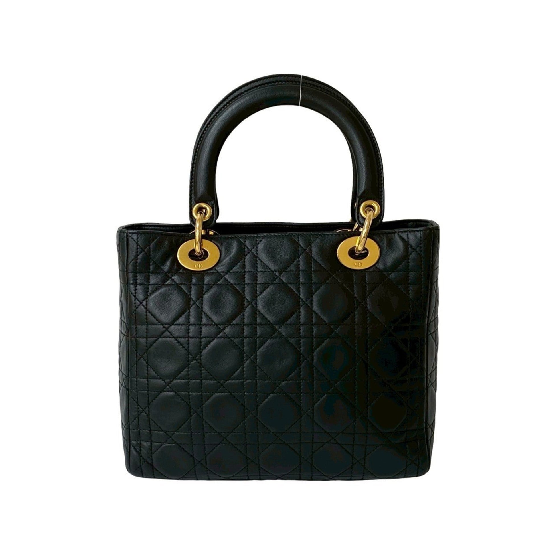 Christian Dior Black Leather Handbag Tote Bag ()