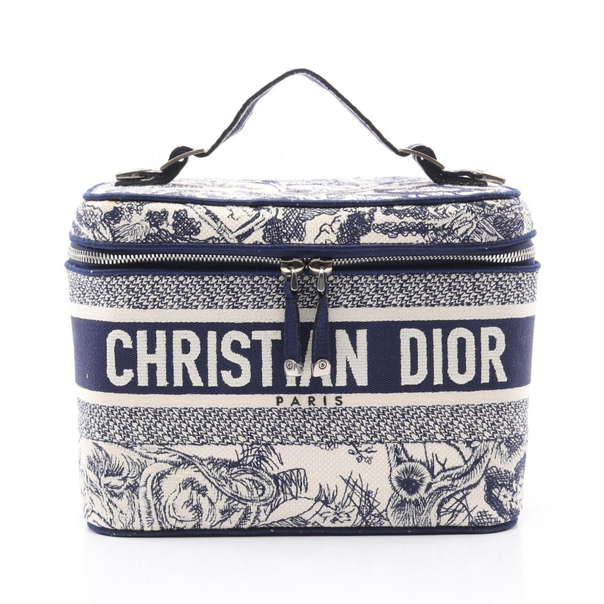 Christian Dior Navy White Canvas Handbag ()
