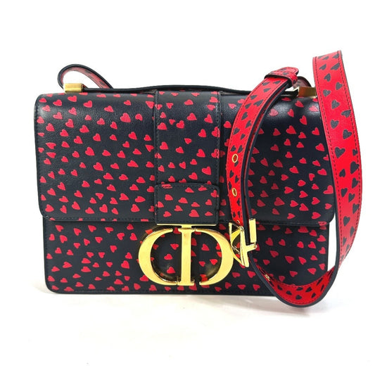 Christian Dior Black Red Color Leather Shoulder Bag ()
