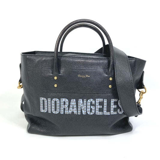 Christian Dior Black Leather Shoulder Bag Tote Bag ()