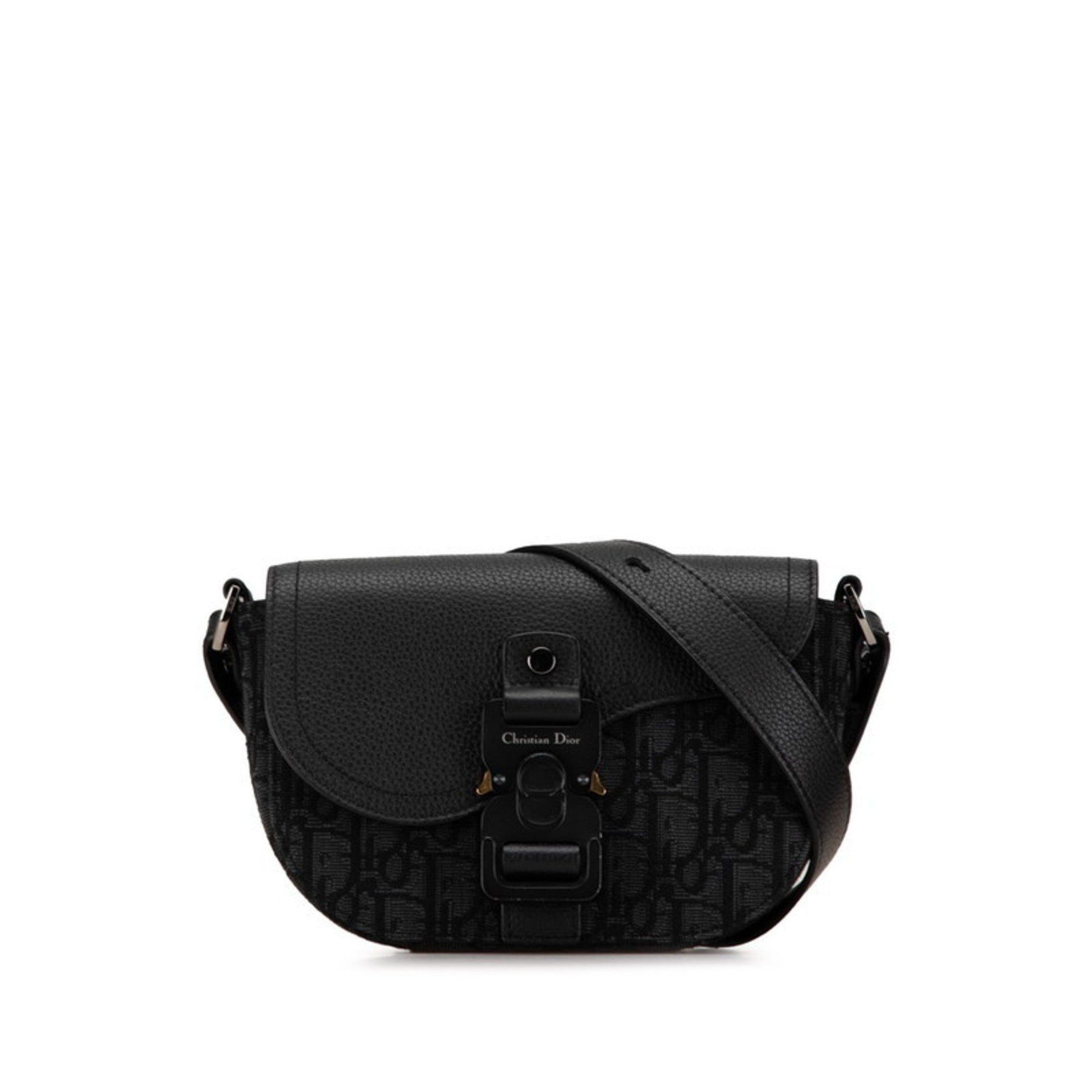 Christian Dior Black Canvas Leather Shoulder Bag ()