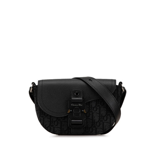 Christian Dior Black Canvas Leather Shoulder Bag ()