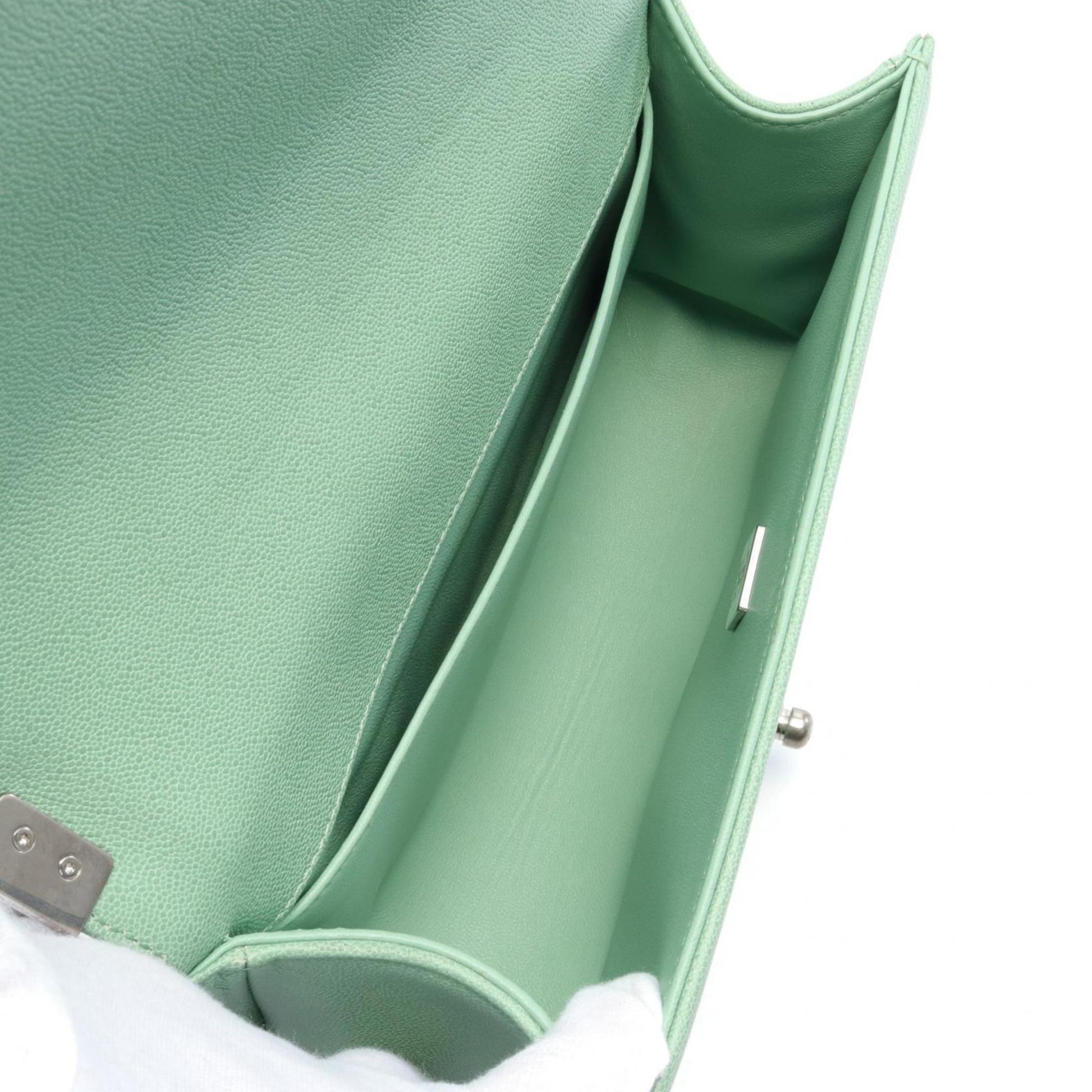 CHANEL Boy Chanel Shoulder Bag Caviar Skin Women's Green