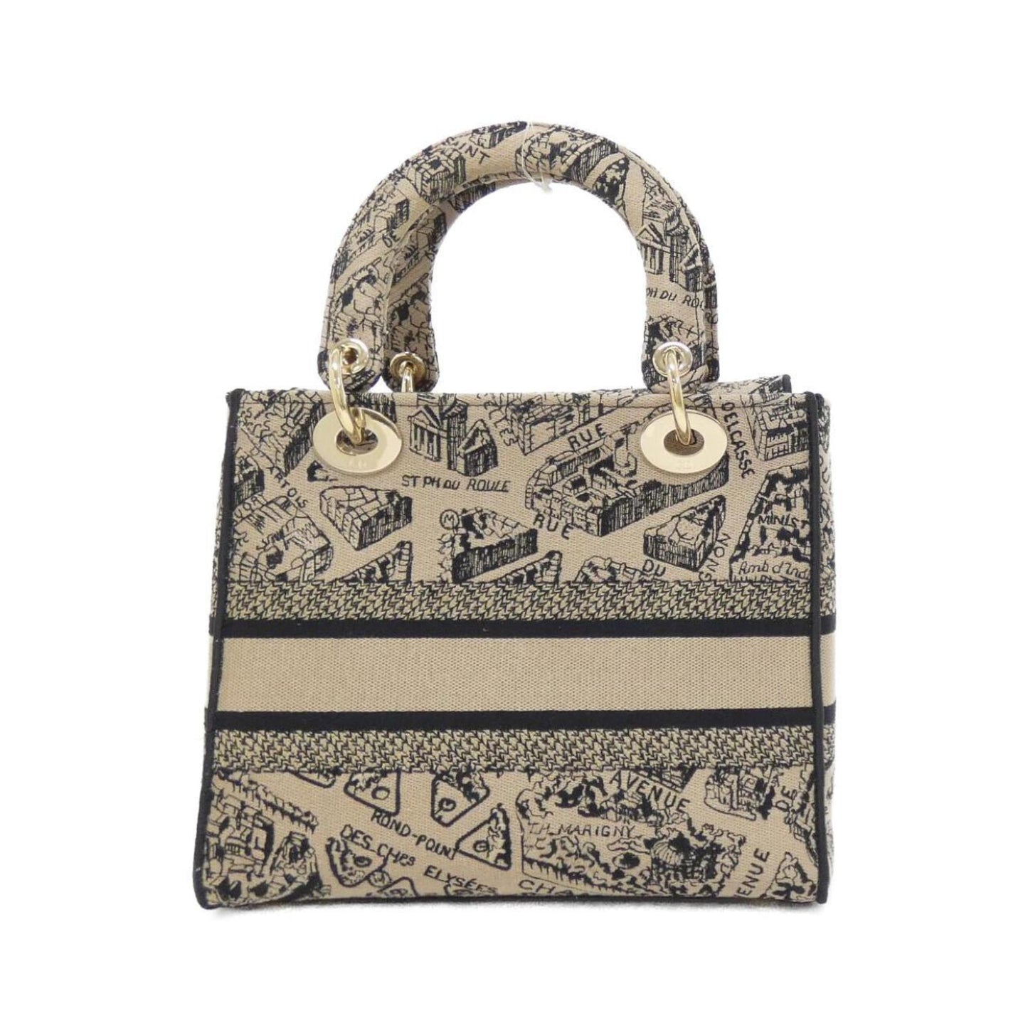 Christian Dior Beige Black Canvas Handbag ()