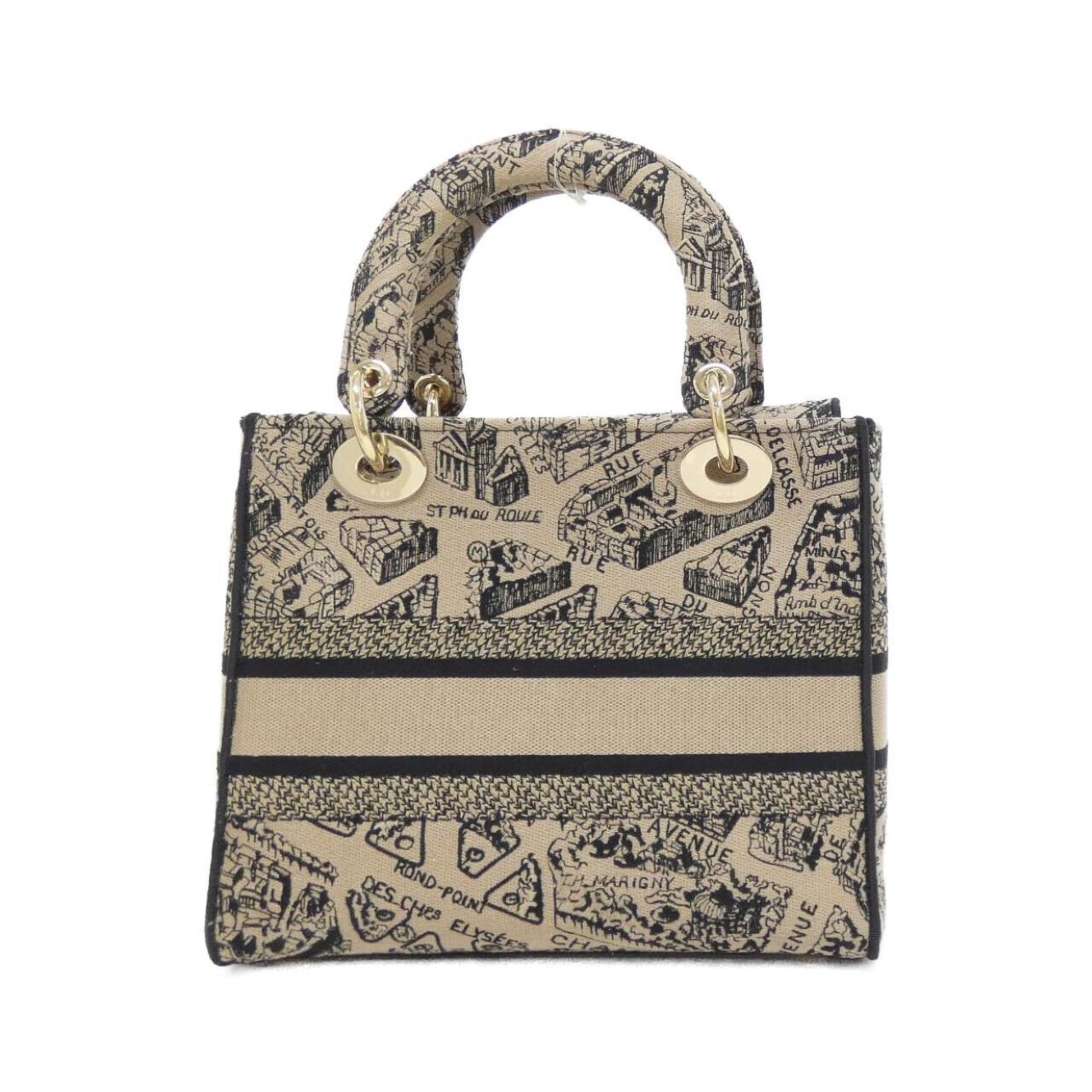 Christian Dior Beige Black Canvas Handbag ()
