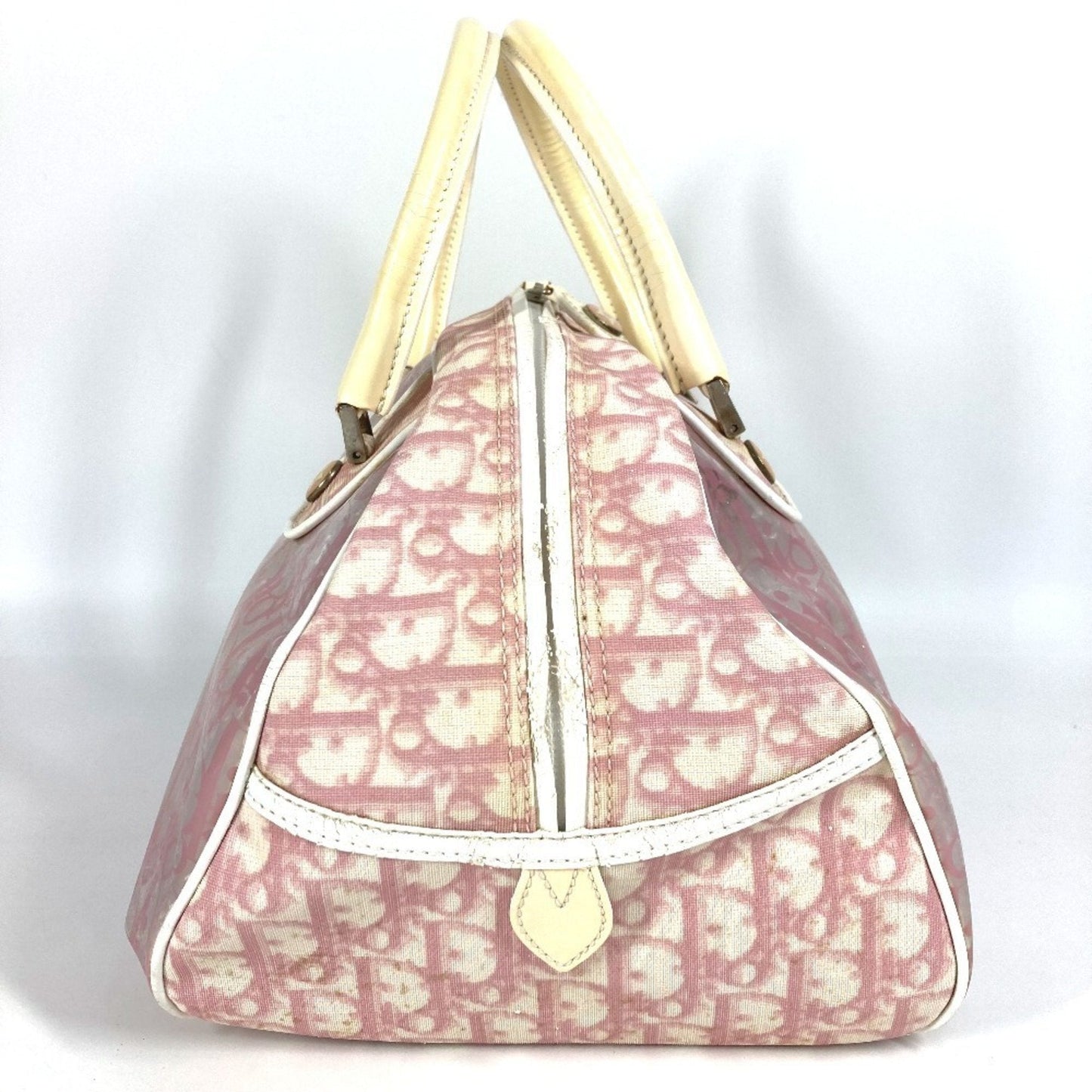 Christian Dior Pink Yellow Trotter Boston Bag Handbag Tote Bag ()