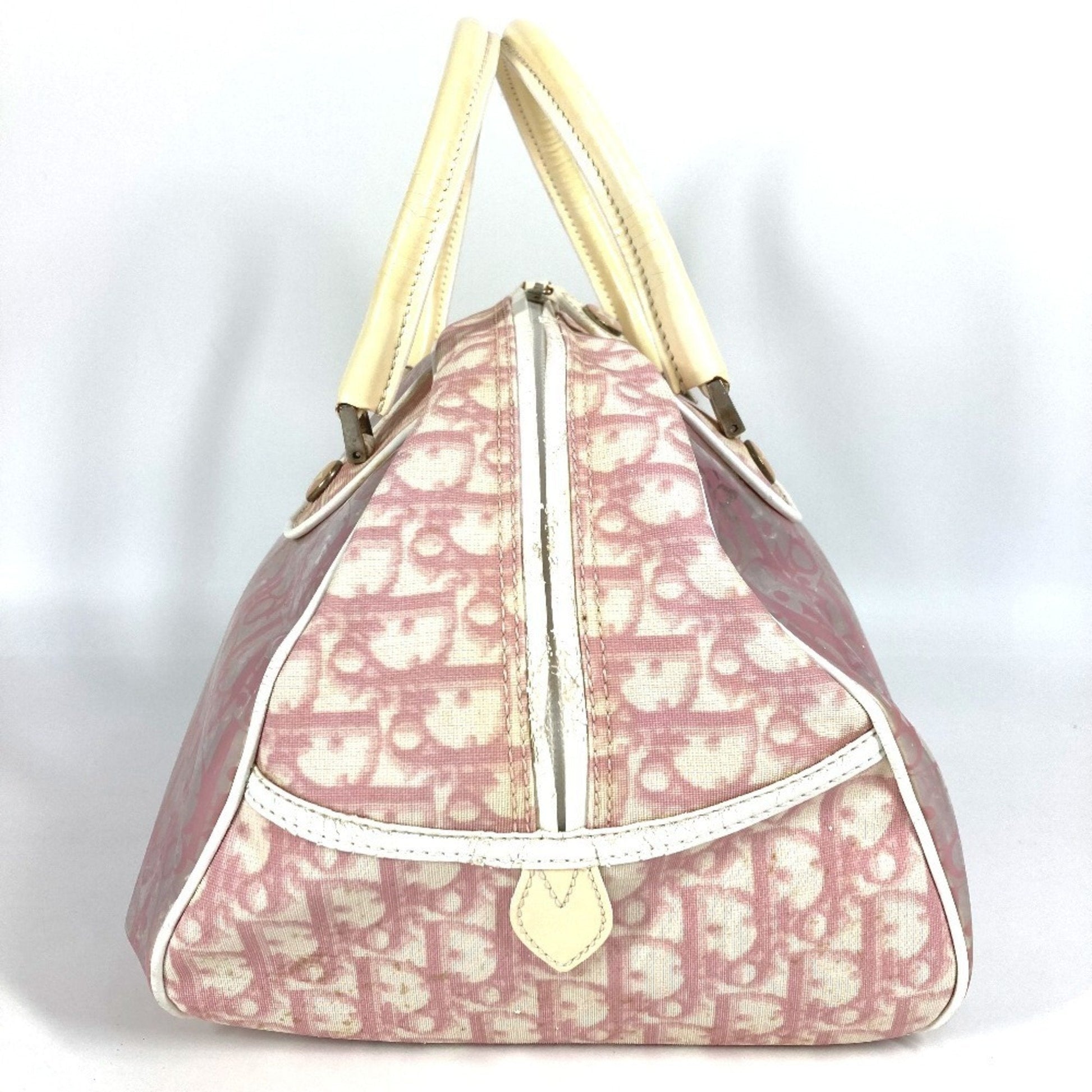 Christian Dior Pink Yellow Trotter Boston Bag Handbag Tote Bag ()