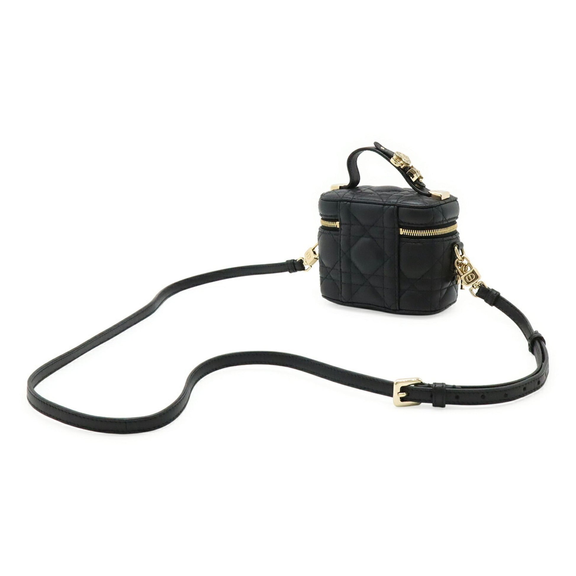 Christian Dior Lady Dior Black Leather Shoulder Bag ()