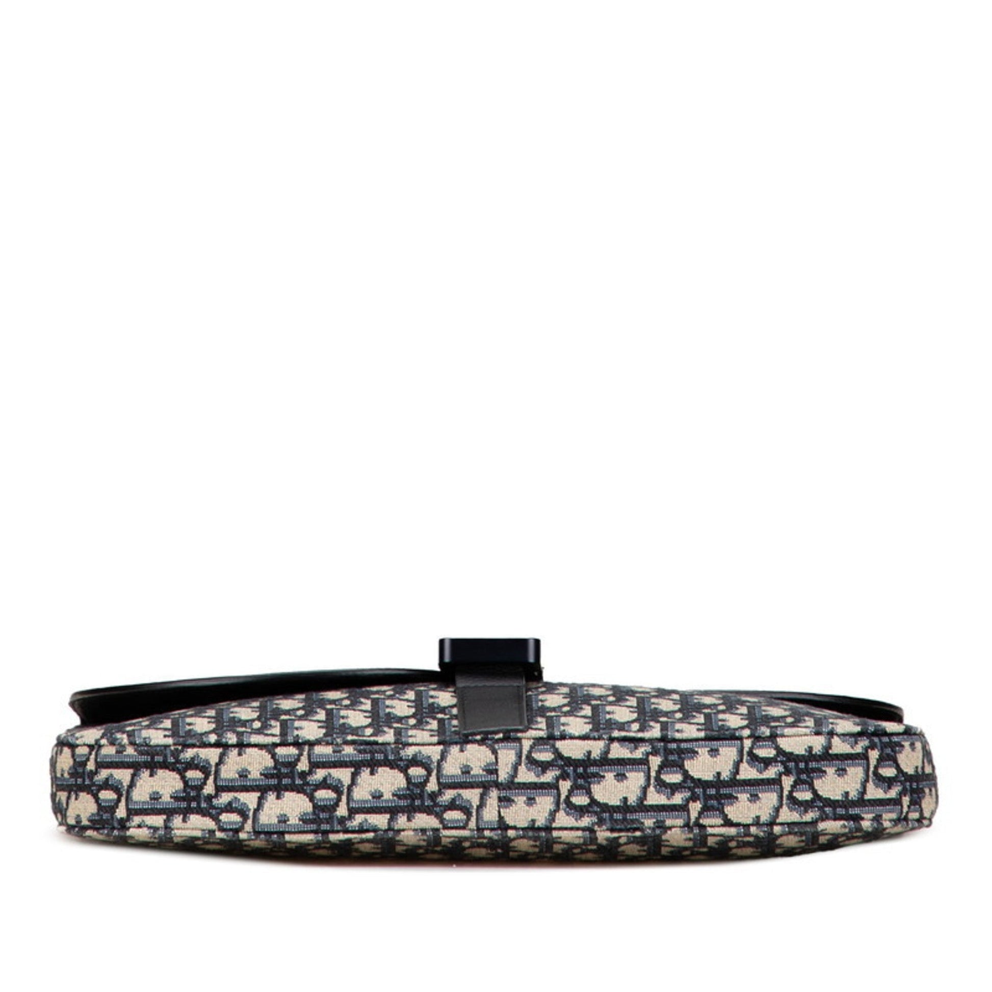 Christian Dior Beige Navy Black Canvas Leather Clutch Bag ()