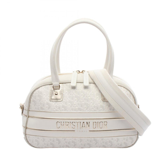 Christian Dior Gold White Leather Handbag ()