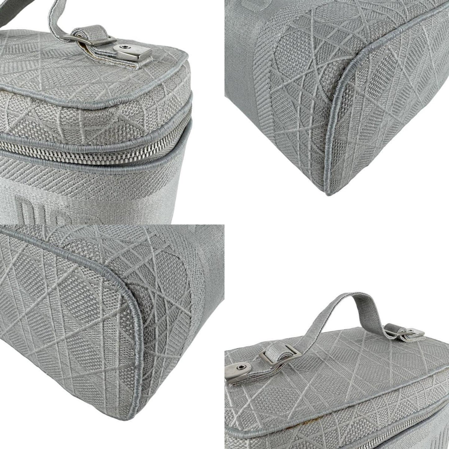 Christian Dior Gray Canvas Handbag Vanity Bag ()