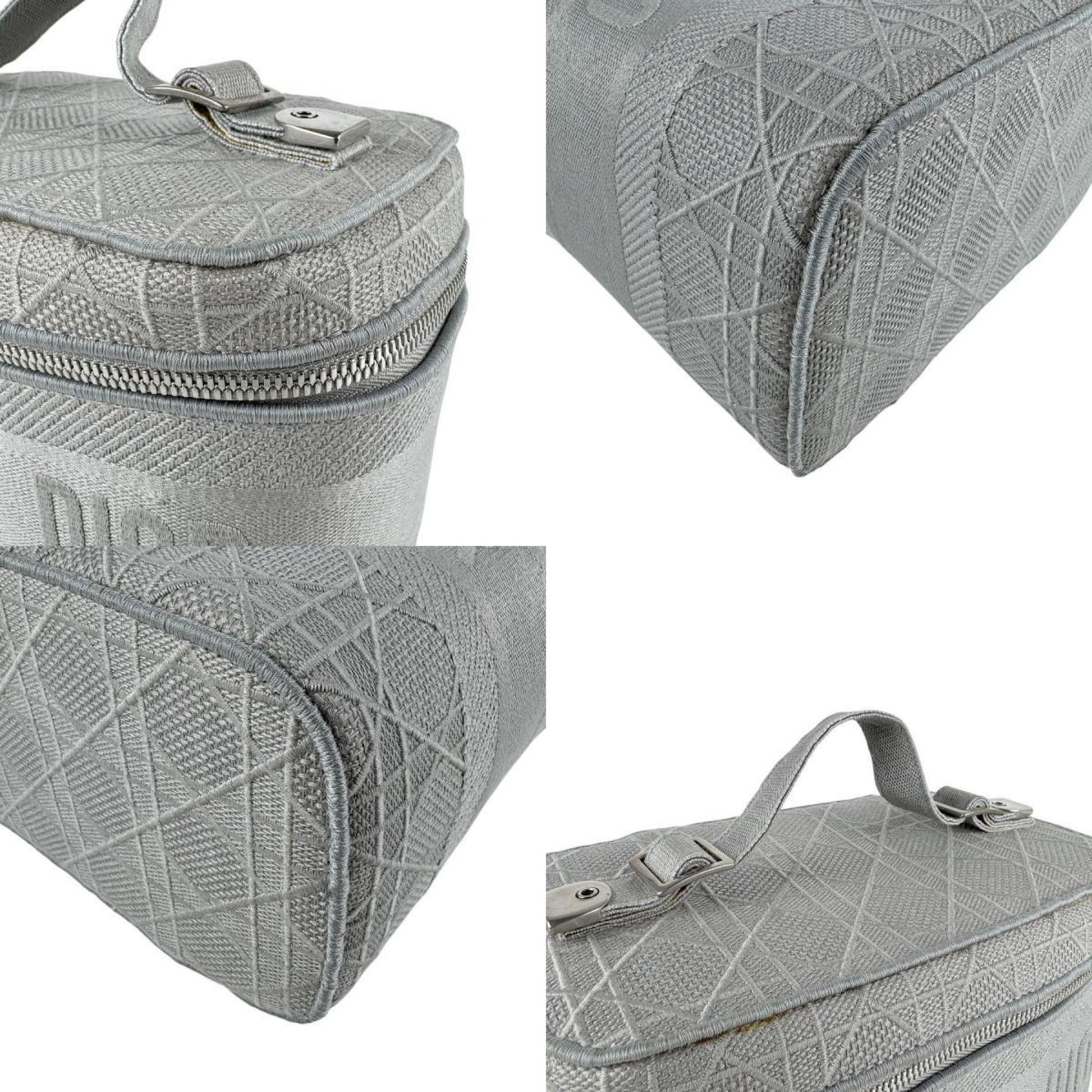 Christian Dior Gray Canvas Handbag Vanity Bag ()