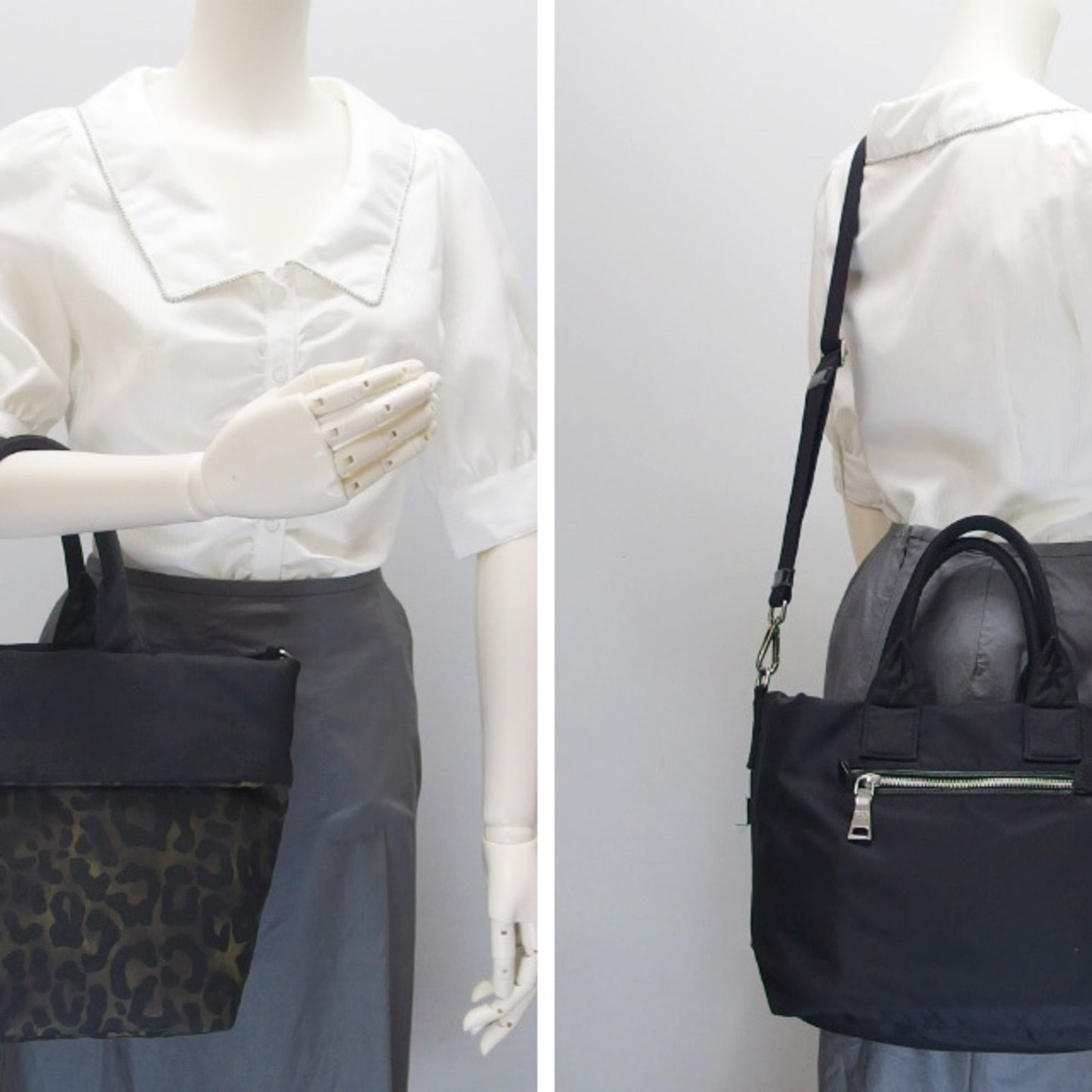 Prada 2WAY Nylon Bag Reversible Leopard Black