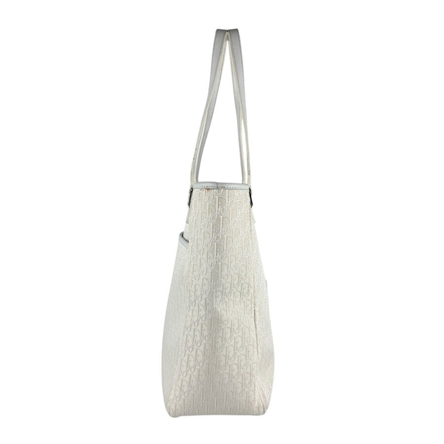 Christian Dior Ivory Canvas Leather Handbag ()