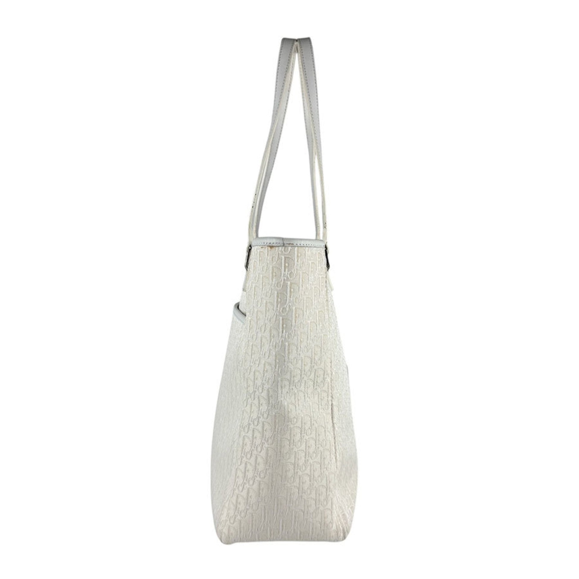 Christian Dior Ivory Canvas Leather Handbag ()