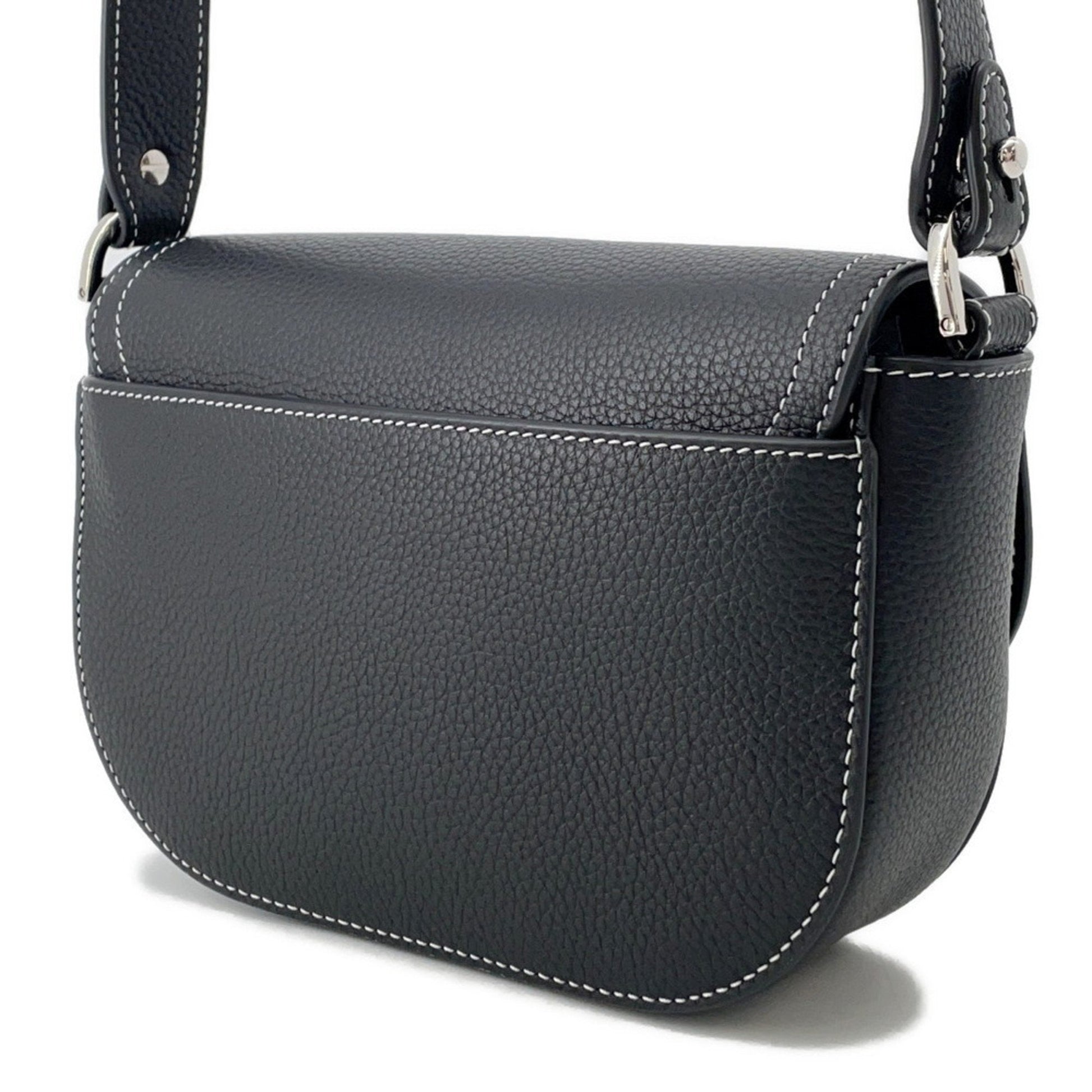 Christian Dior Black Leather Messenger Bag Saddle Bag Shoulder Bag ()