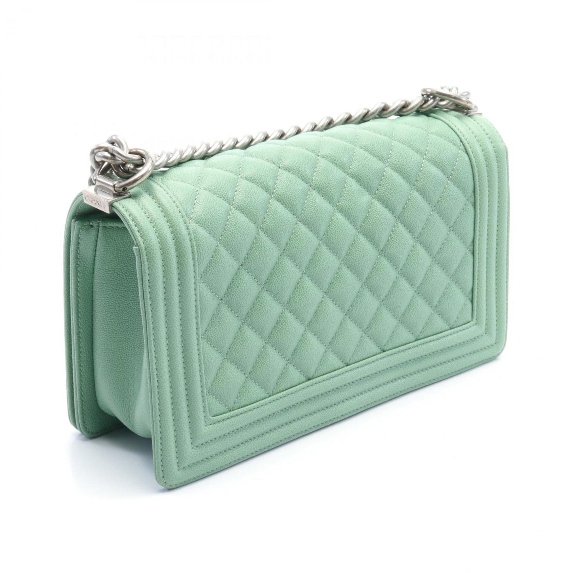 CHANEL Boy Chanel Shoulder Bag Caviar Skin Women's Green
