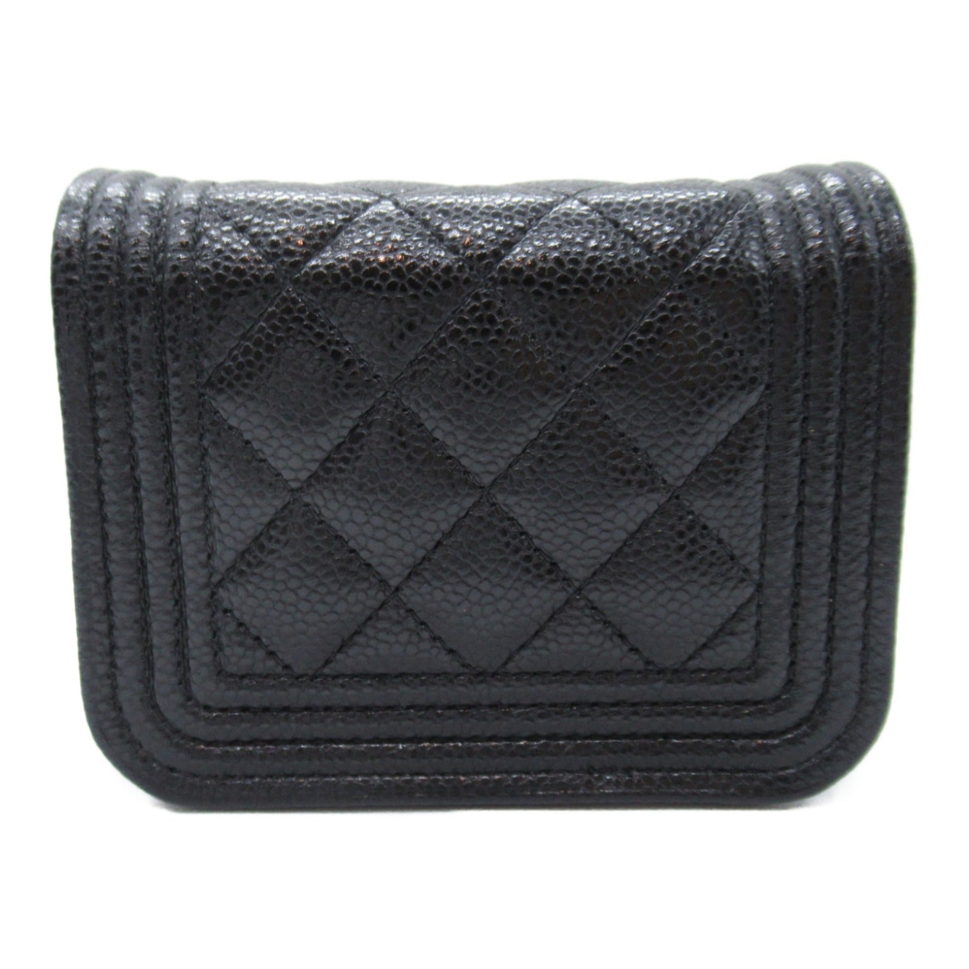 CHANEL Boy Chanel Chain Pochette Shoulder Bag Black Caviar Skin (Grained Calf)