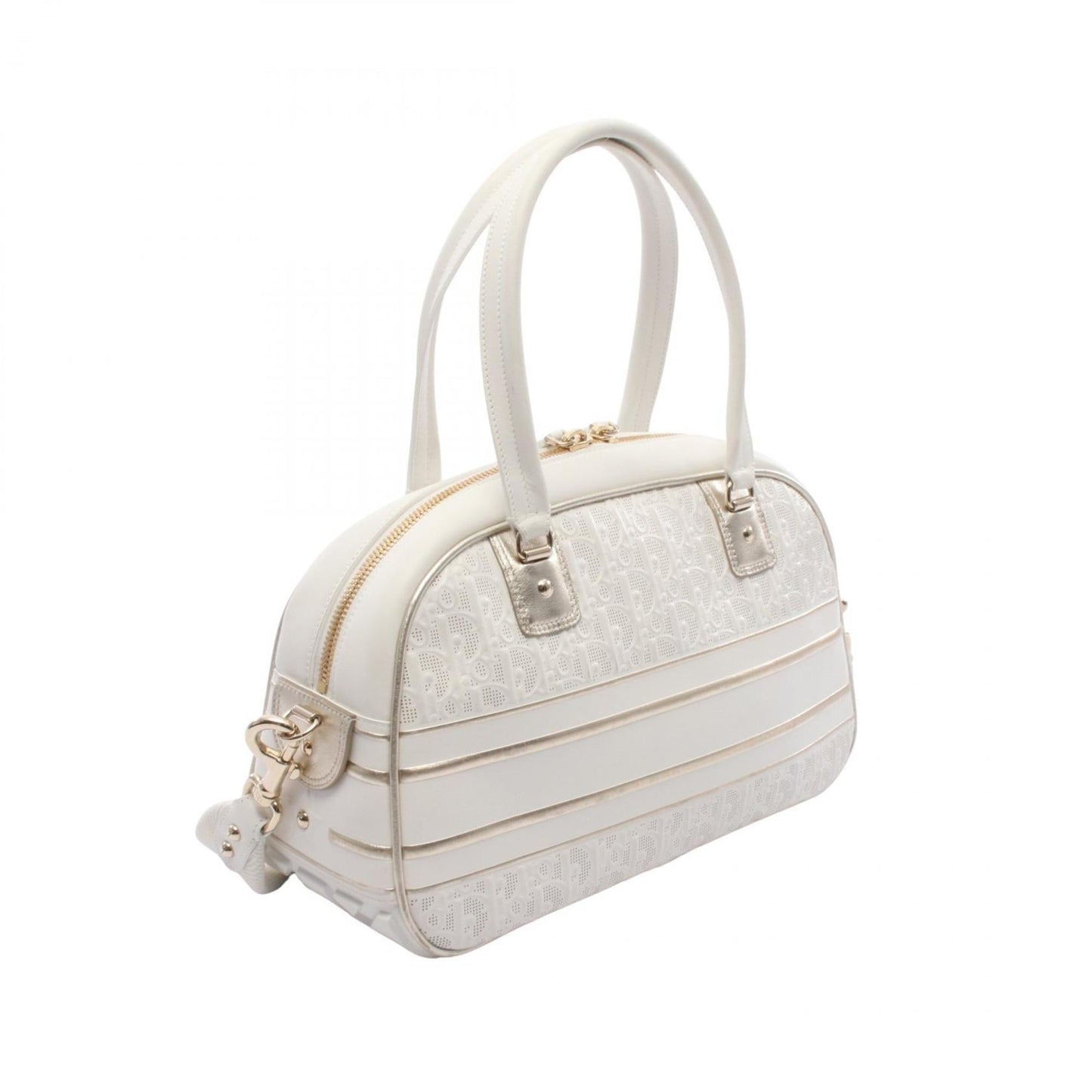 Christian Dior Gold White Leather Handbag ()